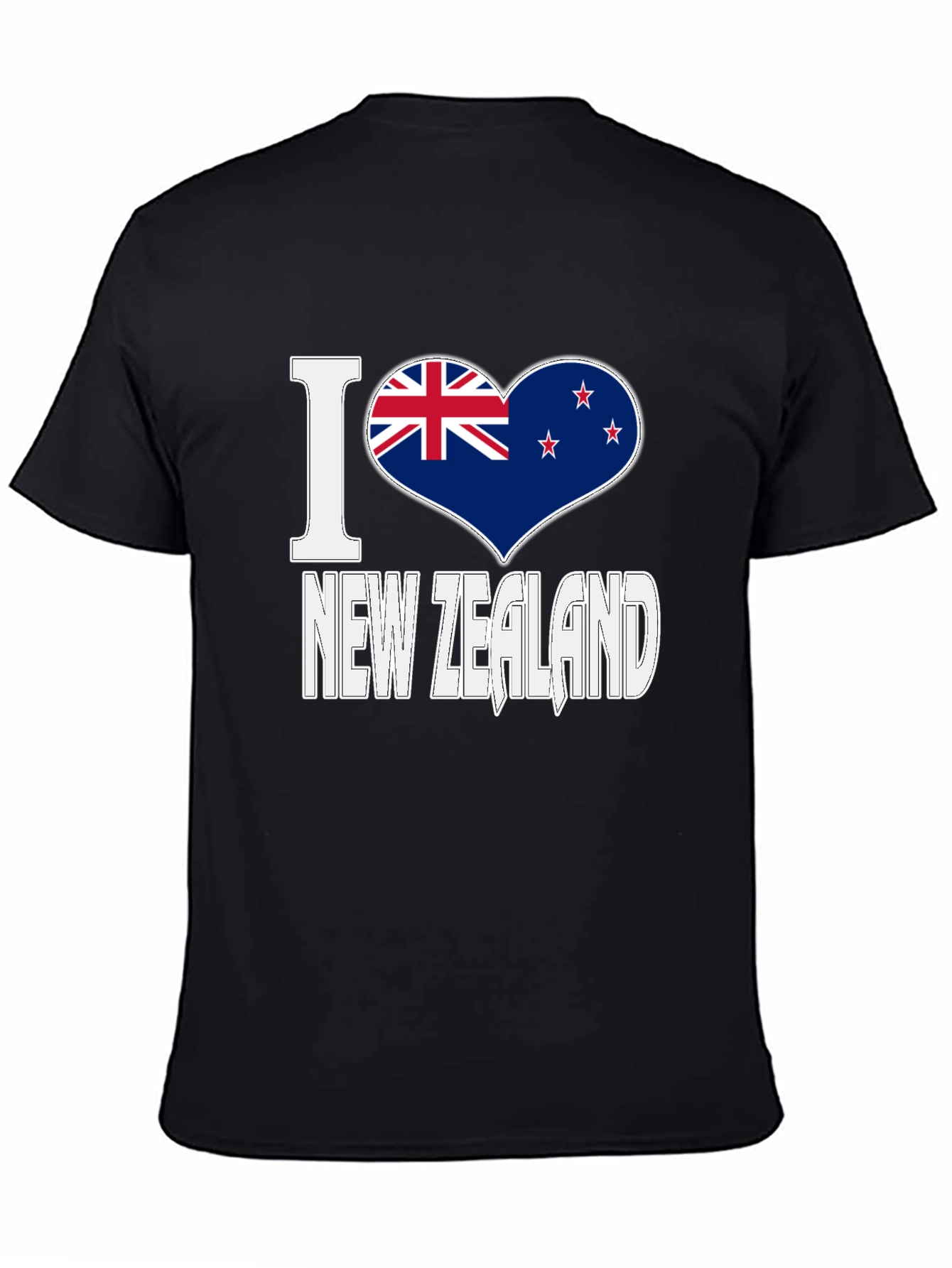 I Love New Zealand Black Graphic T-Shirt