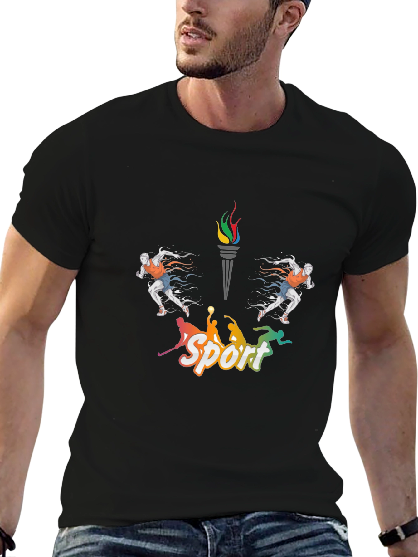 Sport T-Shirt: Torch & Athlete Design