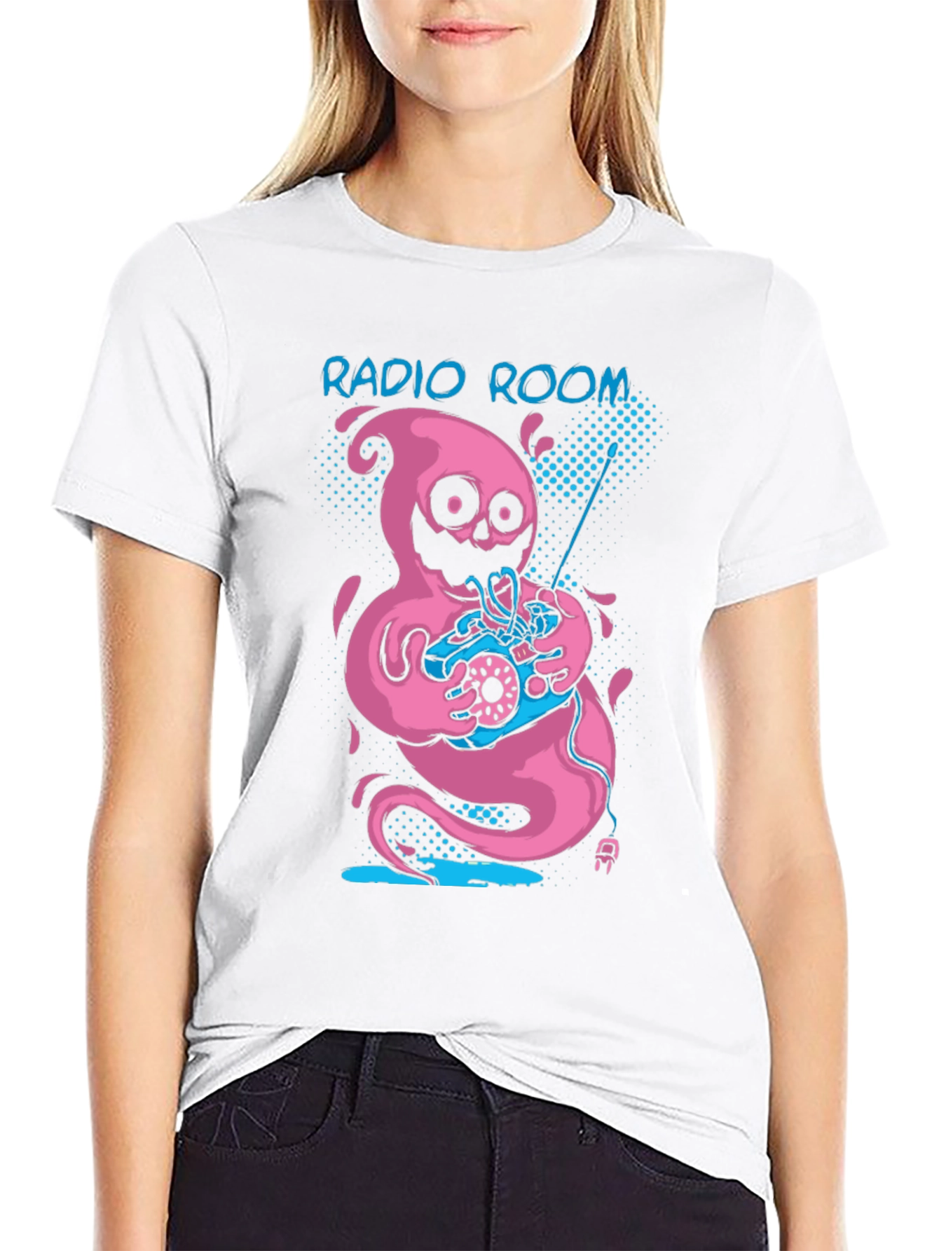 Radio Room Pink Ghost Graphic Tee - Black