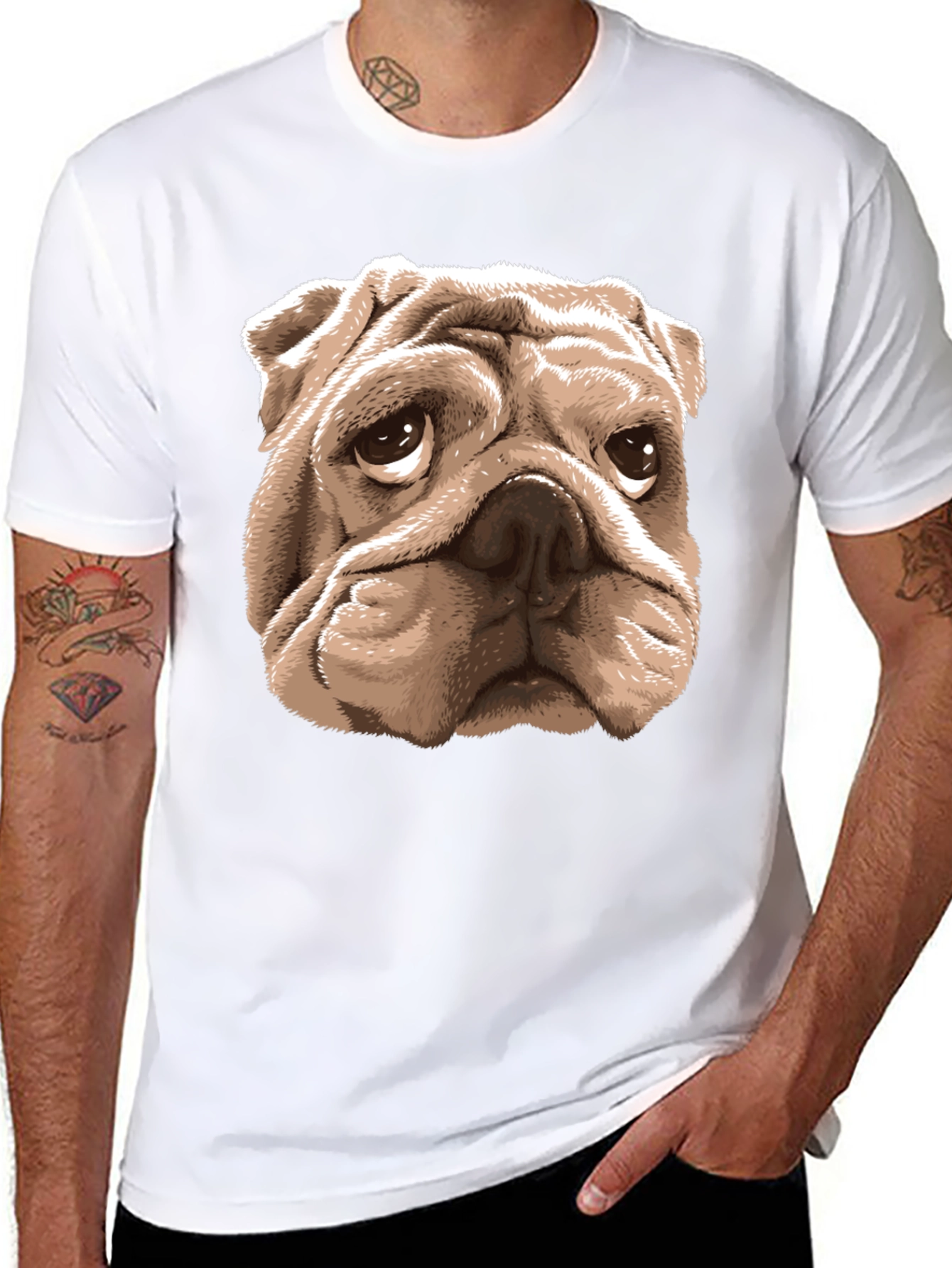 Bulldog Graphic Tee -  Mens Black Cotton T-Shirt