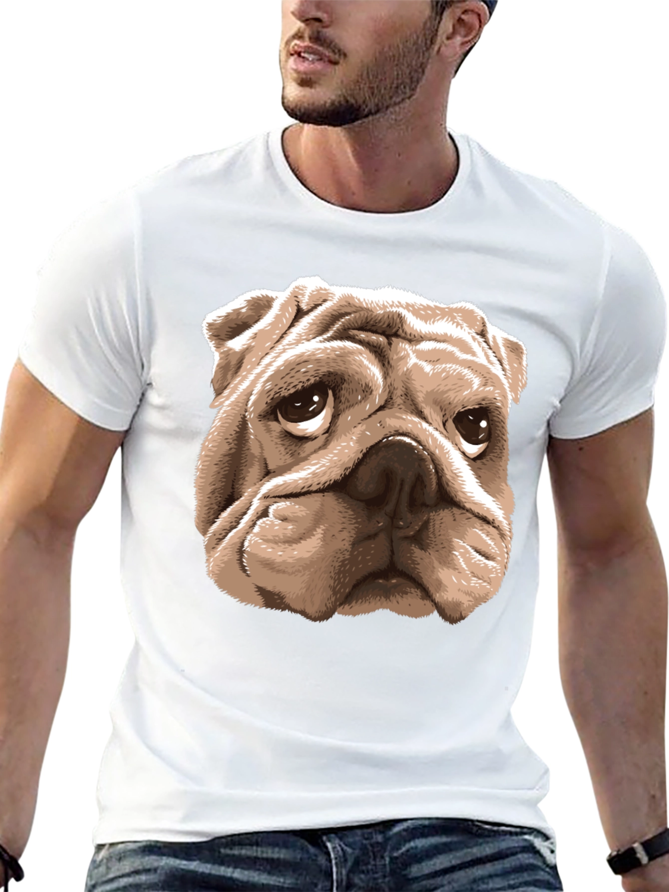 Bulldog Graphic Tee -  Mens Black Cotton T-Shirt