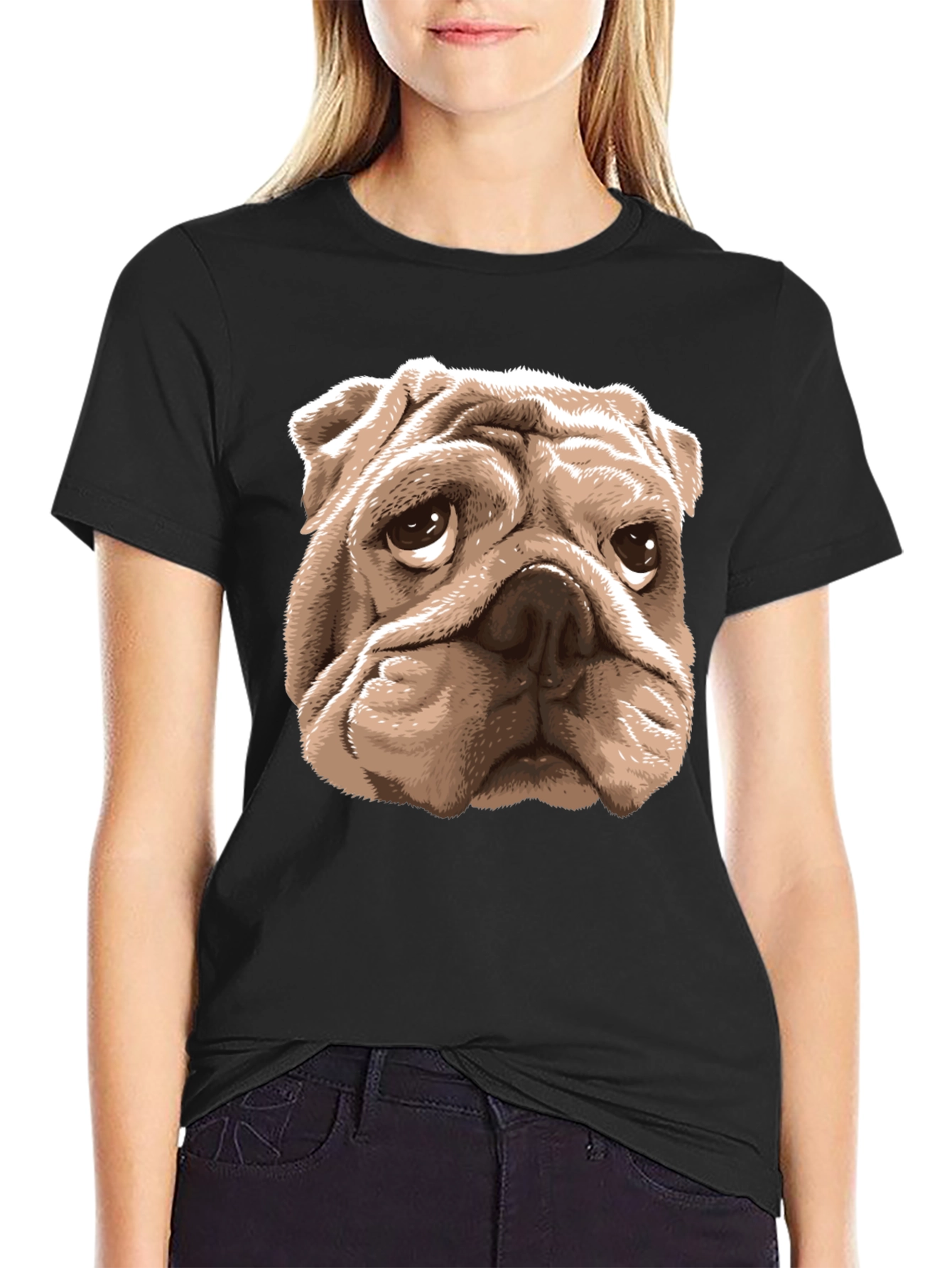 Bulldog Graphic Tee -  Mens Black Cotton T-Shirt