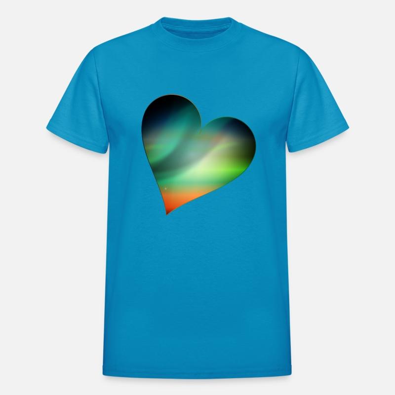 glowing northern lights heart in the firmament
