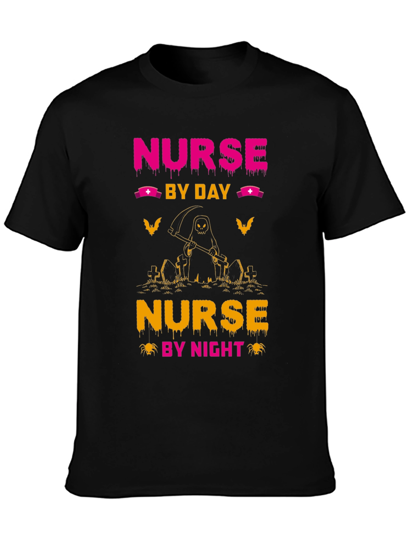 Nurse By Day By Night Black Graphic T-Shirt