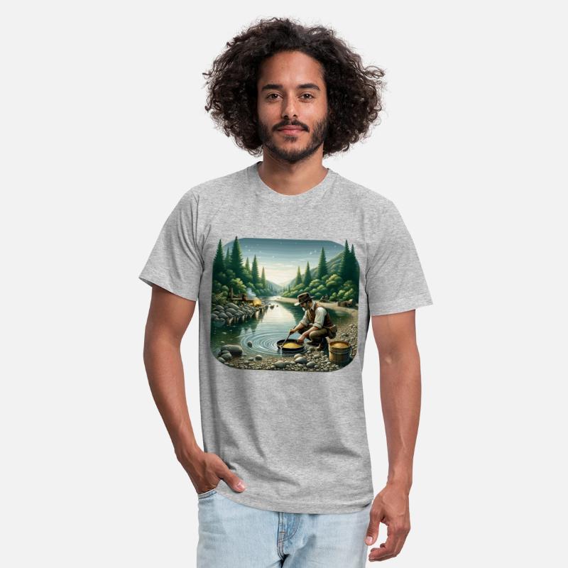 Gold Prospector by the River in a Serene Forest