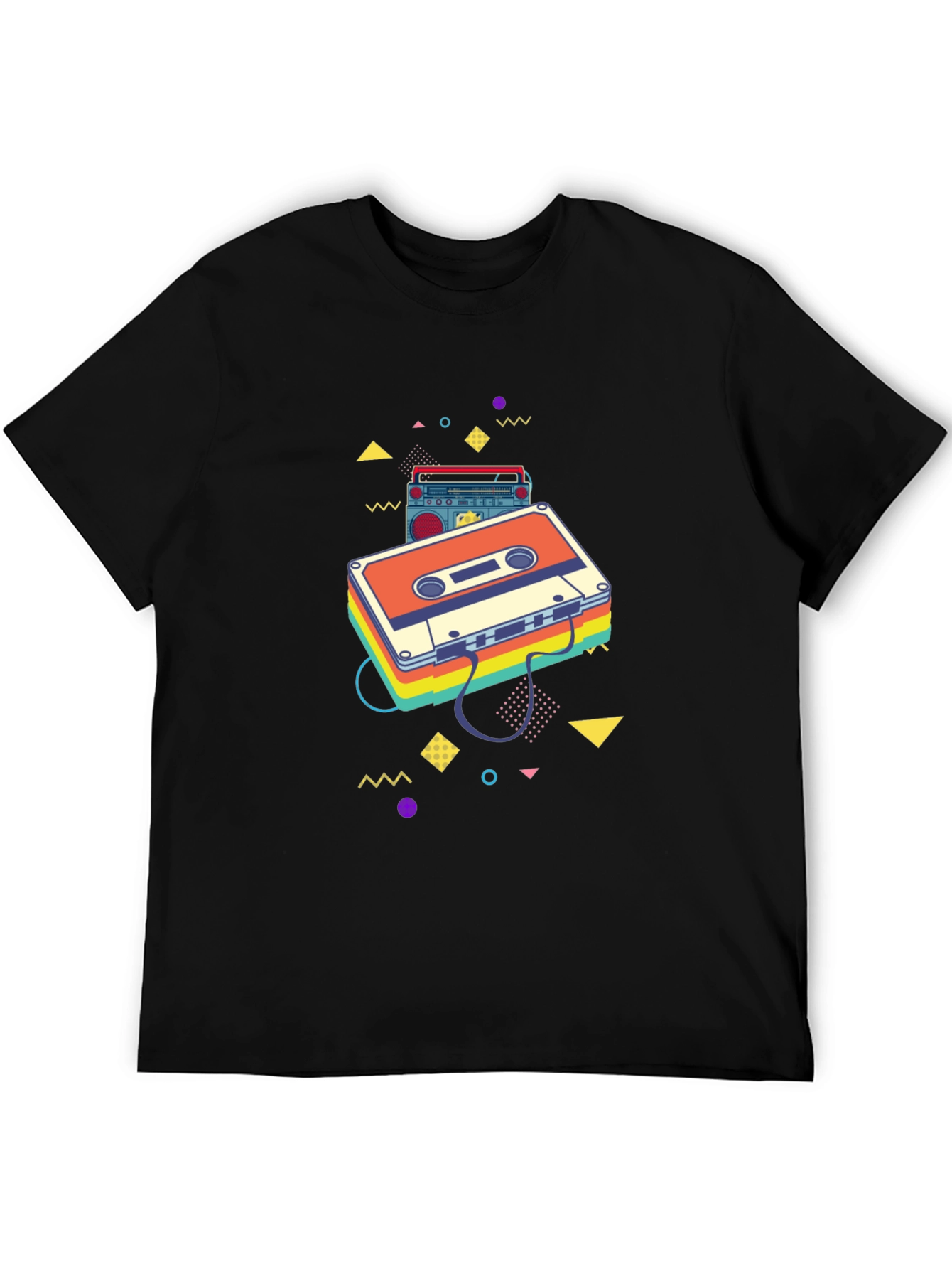 Retro Cassette Tape Graphic Tee - Black