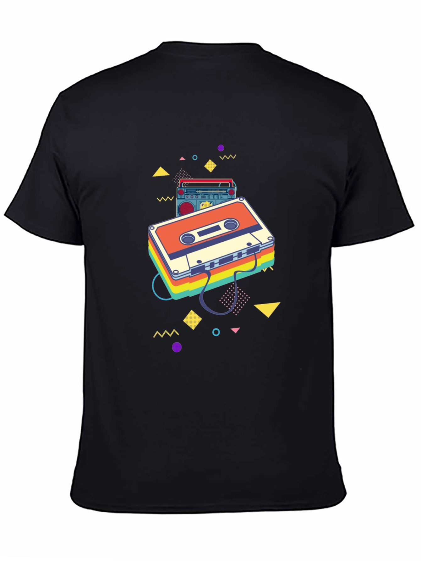 Retro Cassette Tape Graphic Tee - Black