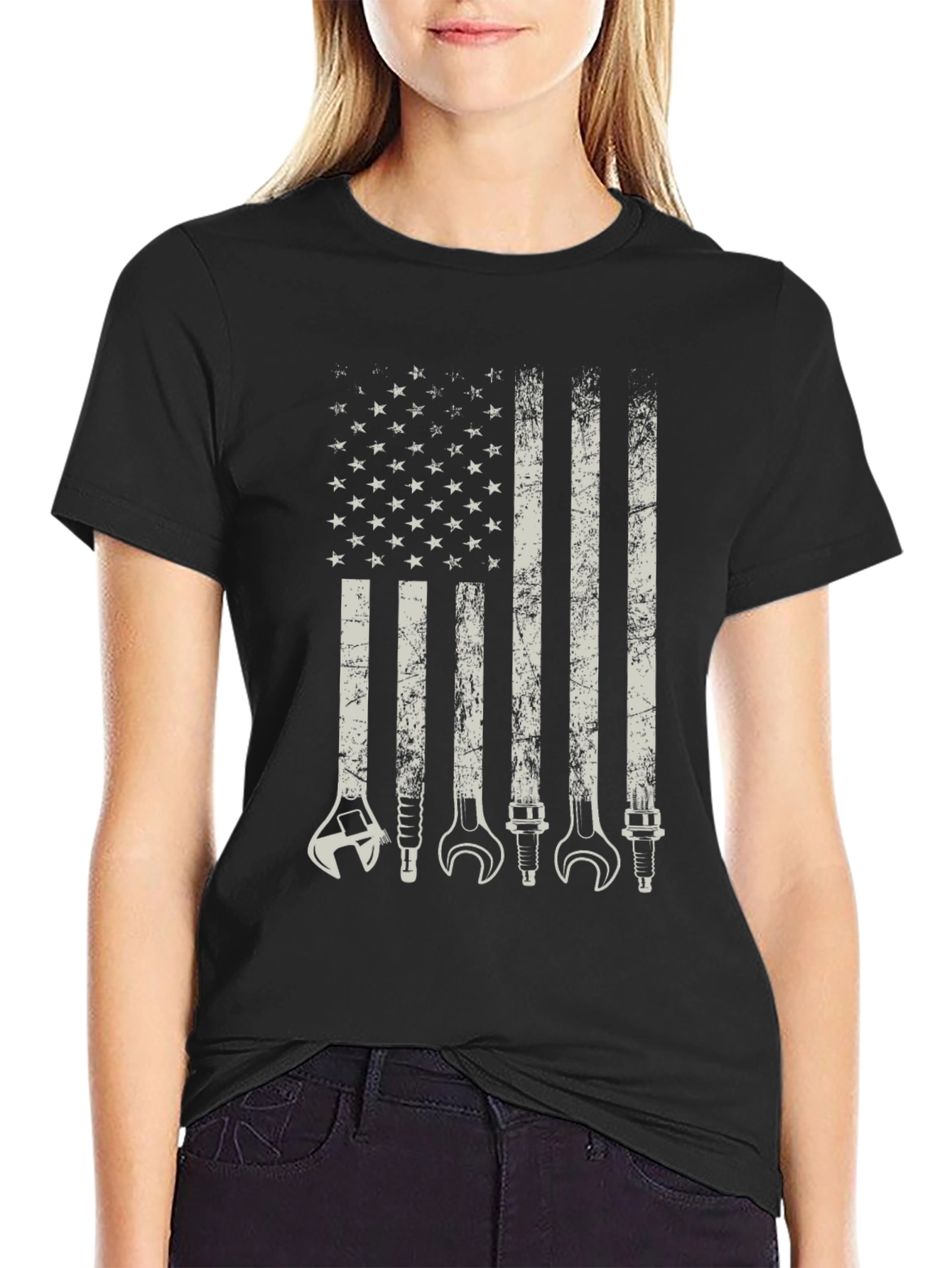 Mechanic American Flag Graphic T-Shirt
