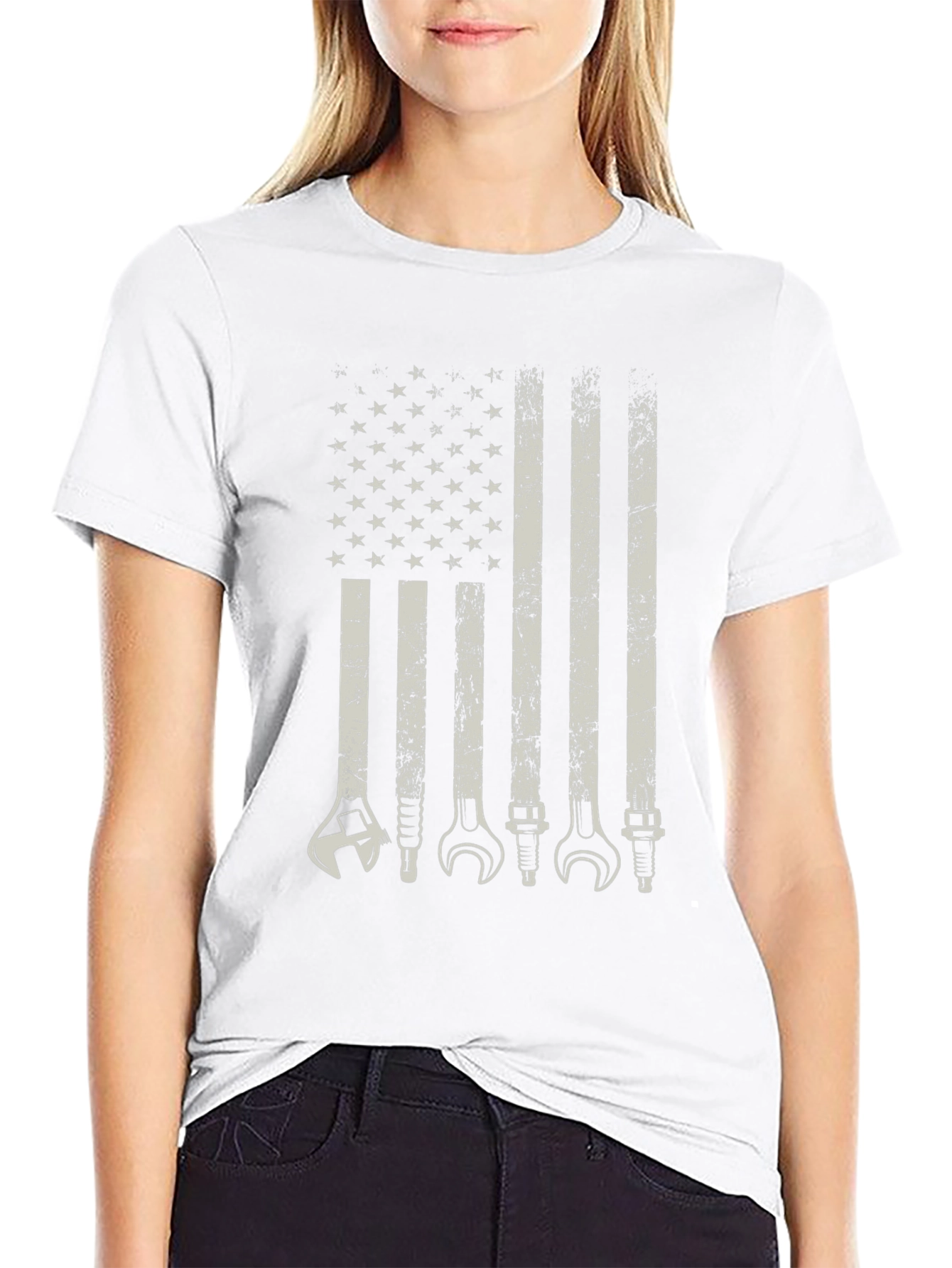Mechanic American Flag Graphic T-Shirt