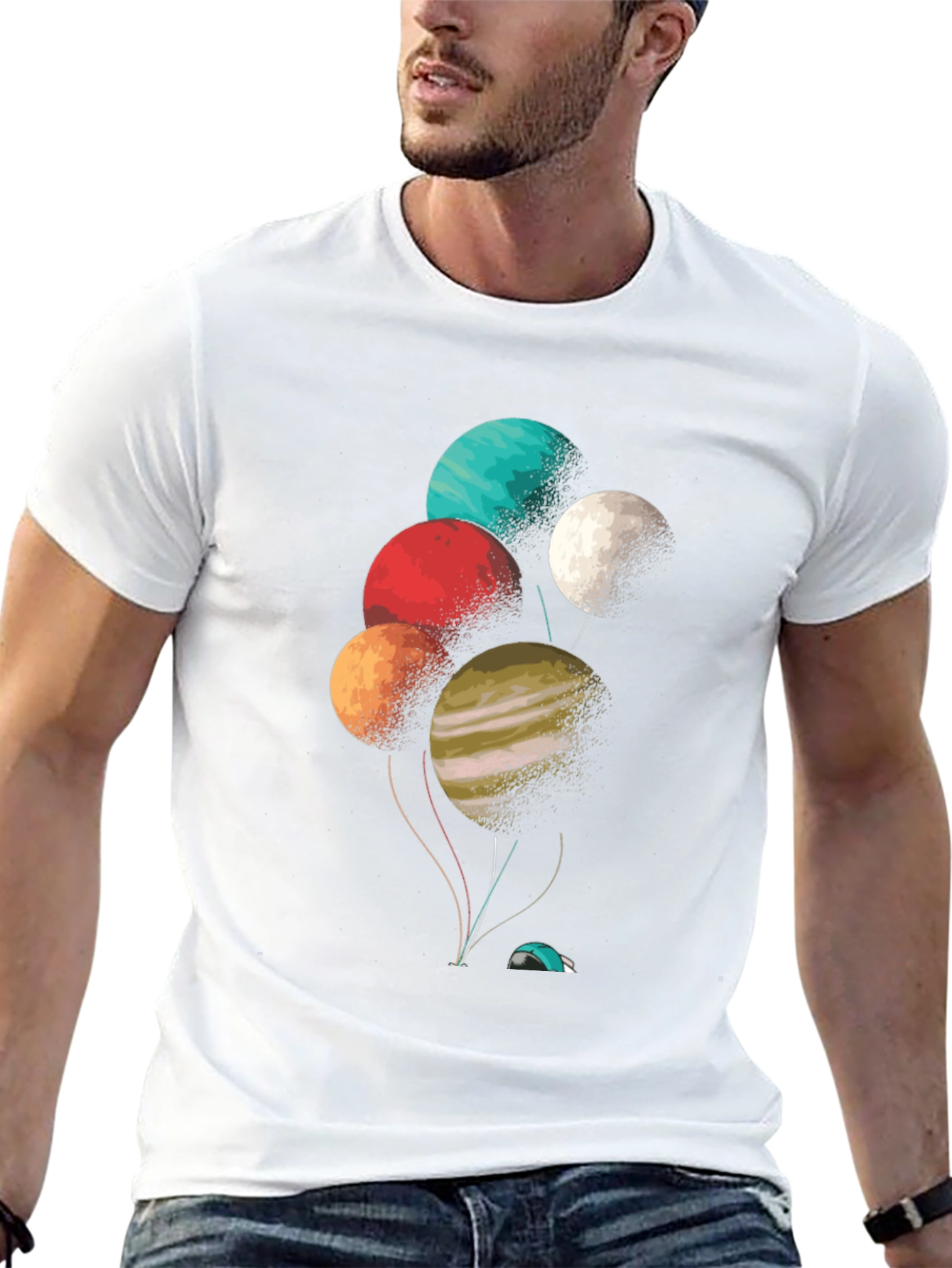 Planetary Balloon Graphic Tee - Unique Space Design