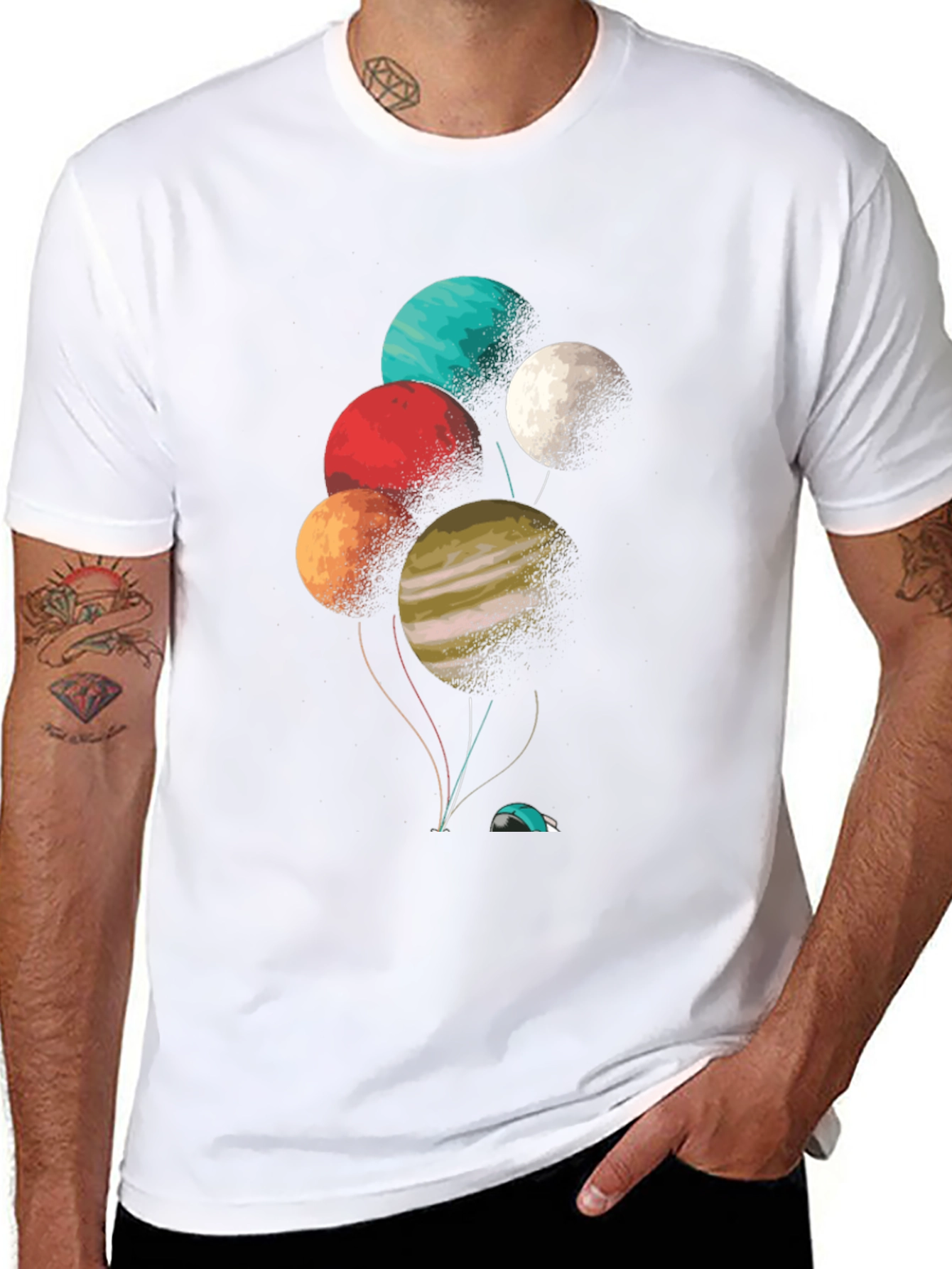 Planetary Balloon Graphic Tee - Unique Space Design