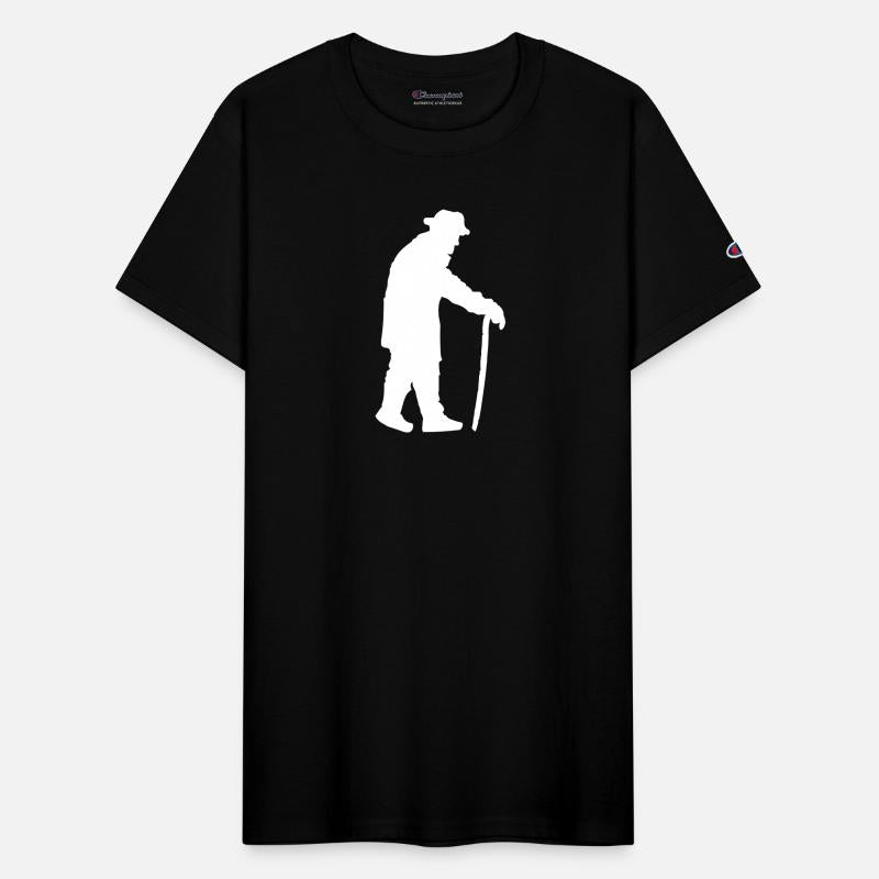 Grandpa Going Silhouette Holding Walking Aid Stick
