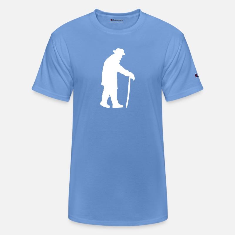 Grandpa Going Silhouette Holding Walking Aid Stick