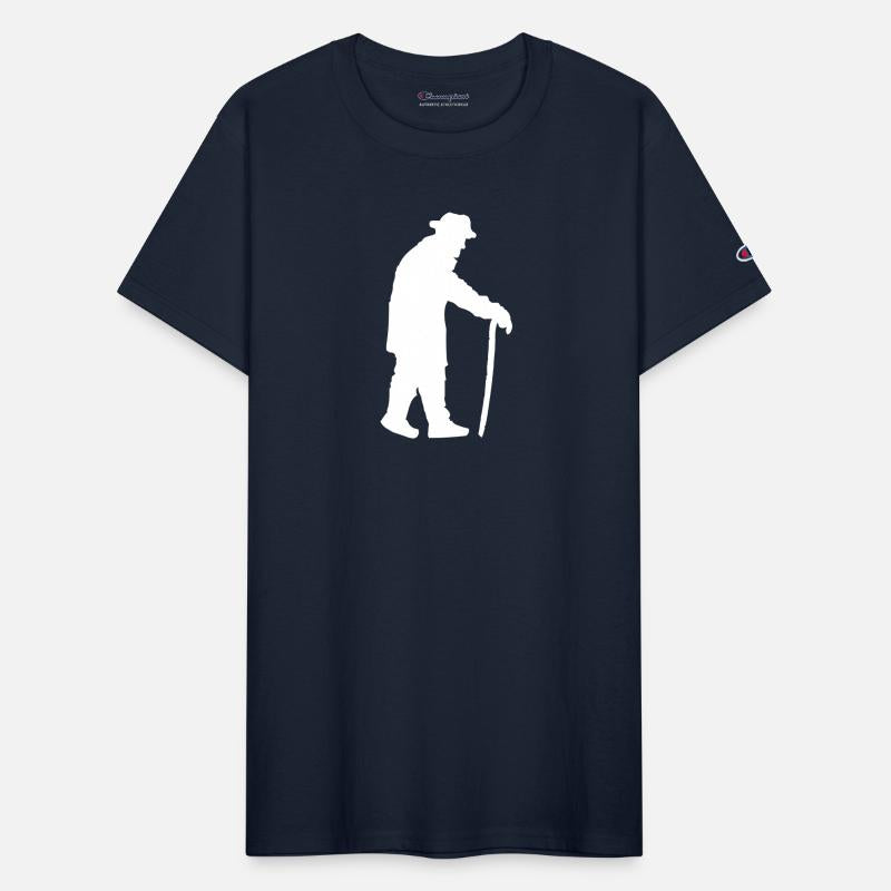 Grandpa Going Silhouette Holding Walking Aid Stick