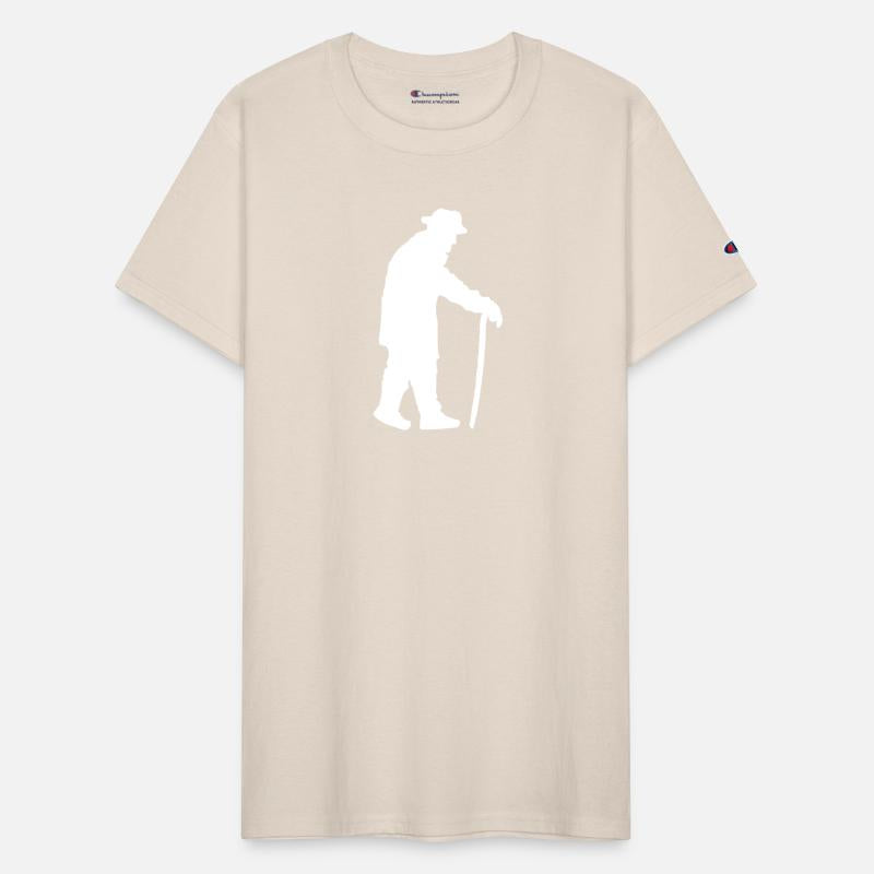 Grandpa Going Silhouette Holding Walking Aid Stick