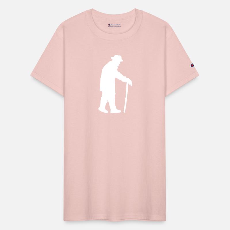 Grandpa Going Silhouette Holding Walking Aid Stick