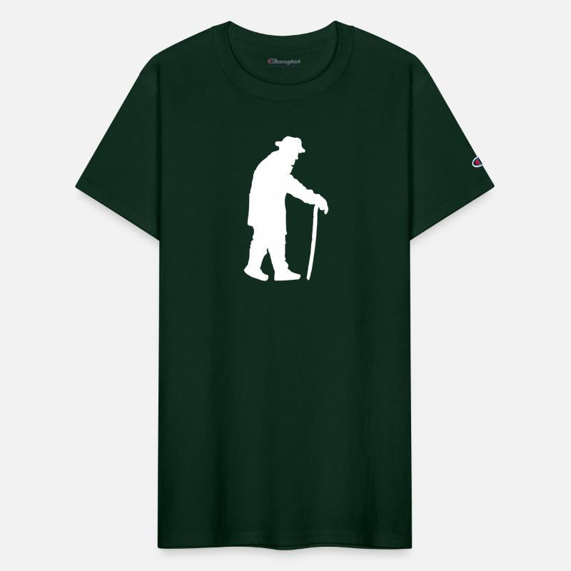 Grandpa Going Silhouette Holding Walking Aid Stick