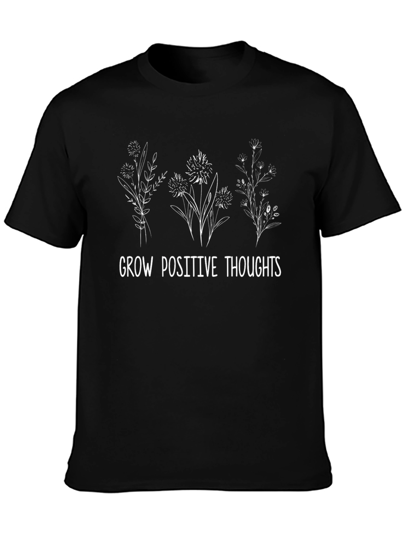 Grow Positive Thoughts Graphic Tee - Black
