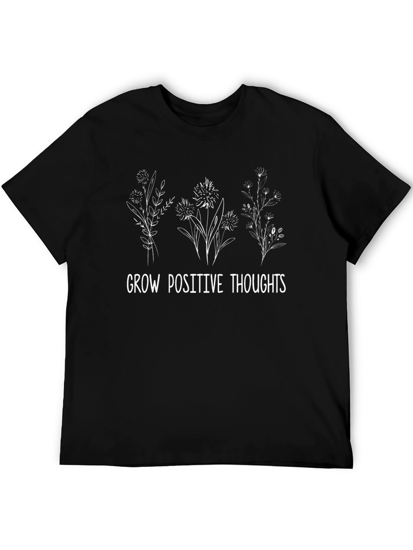 Grow Positive Thoughts Graphic Tee - Black