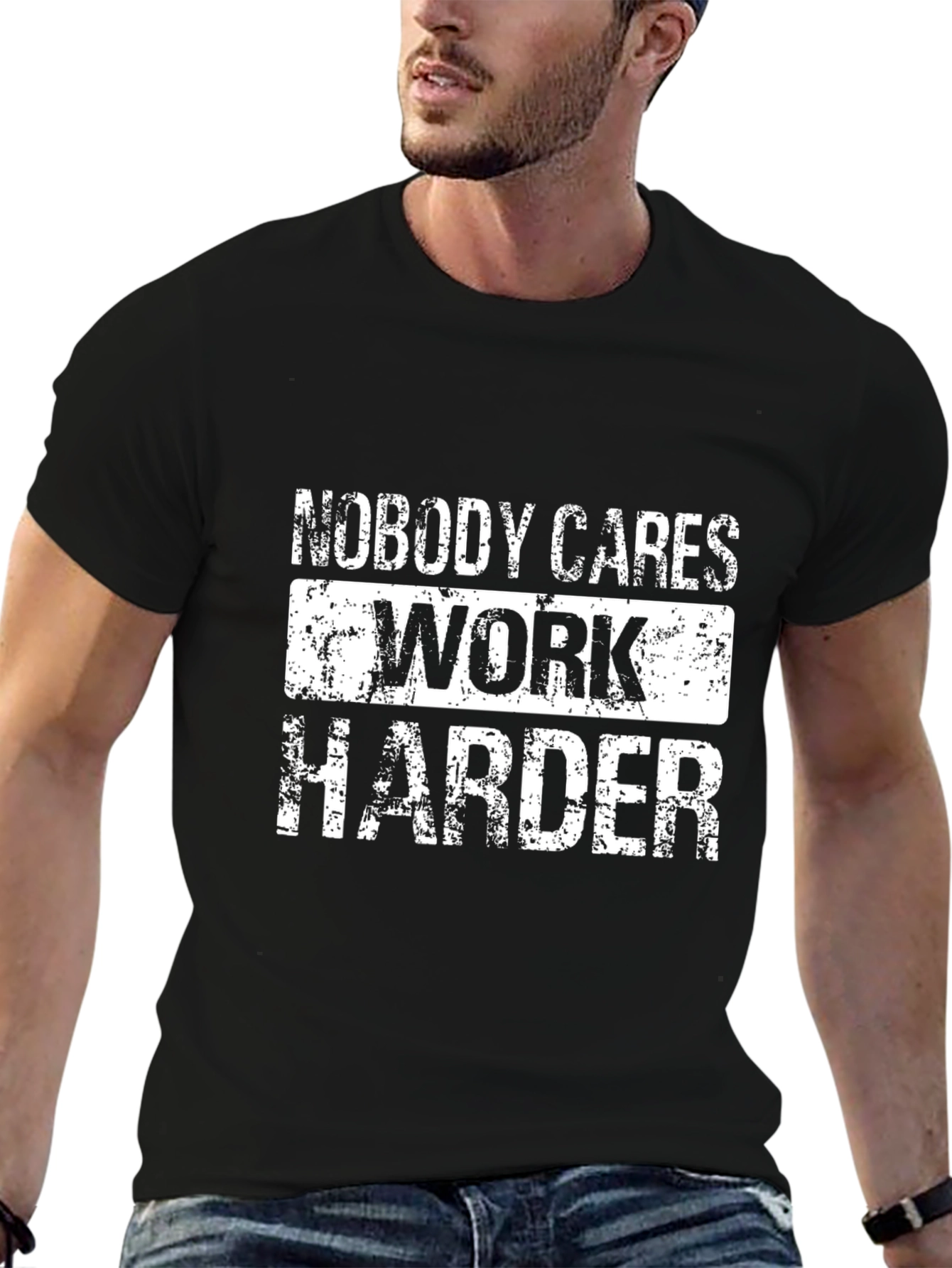 Nobody Cares Work Harder Graphic Tee - Black
