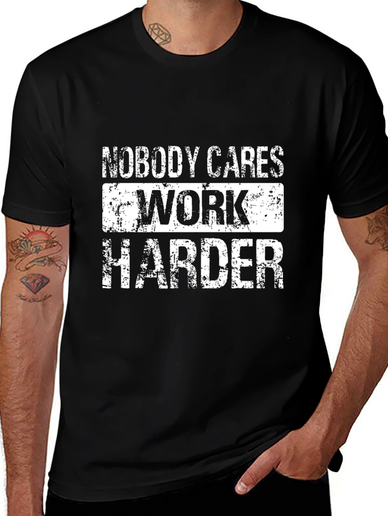 Nobody Cares Work Harder Graphic Tee - Black