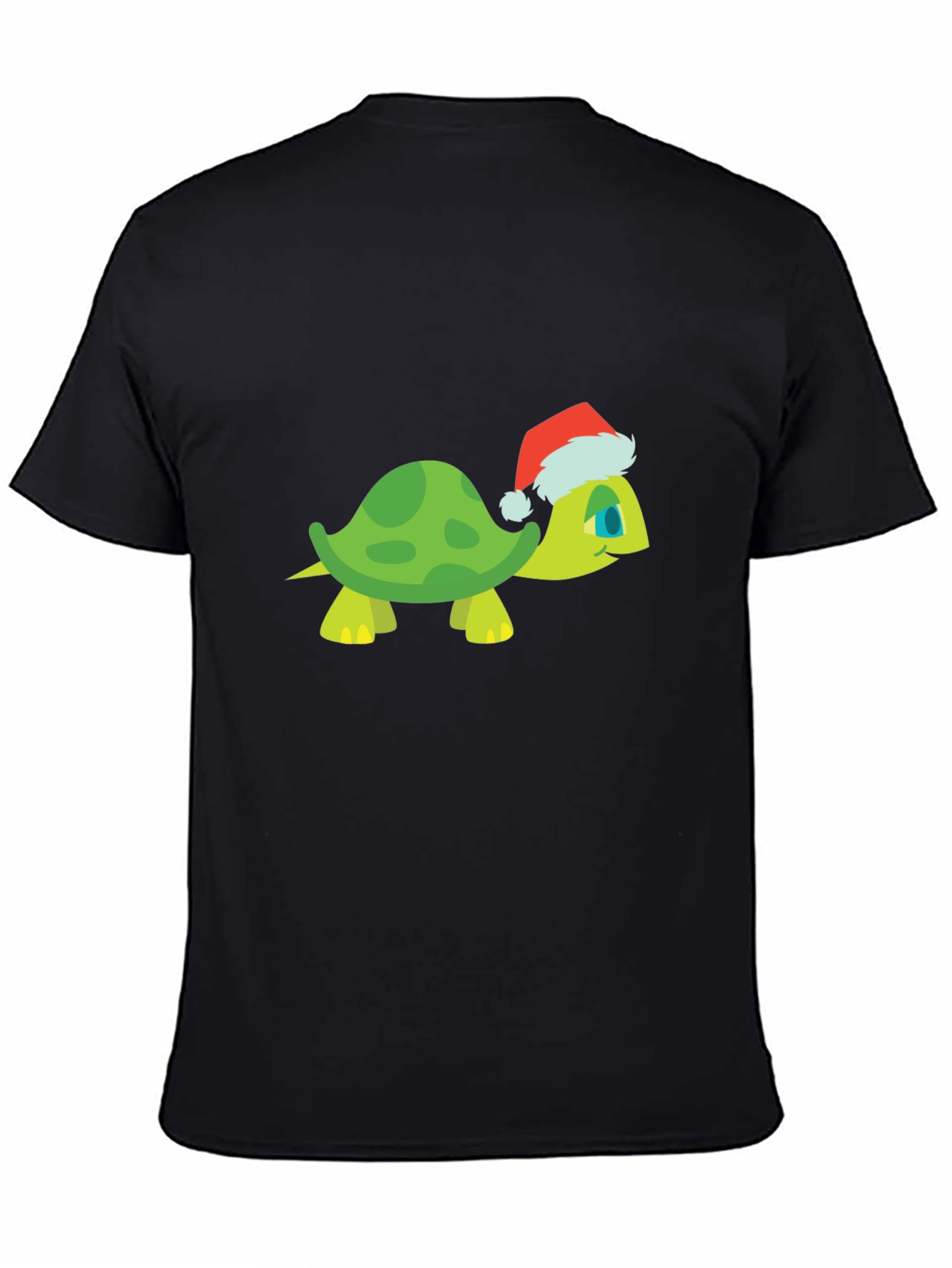 Turtle Santa Hat Black T-Shirt