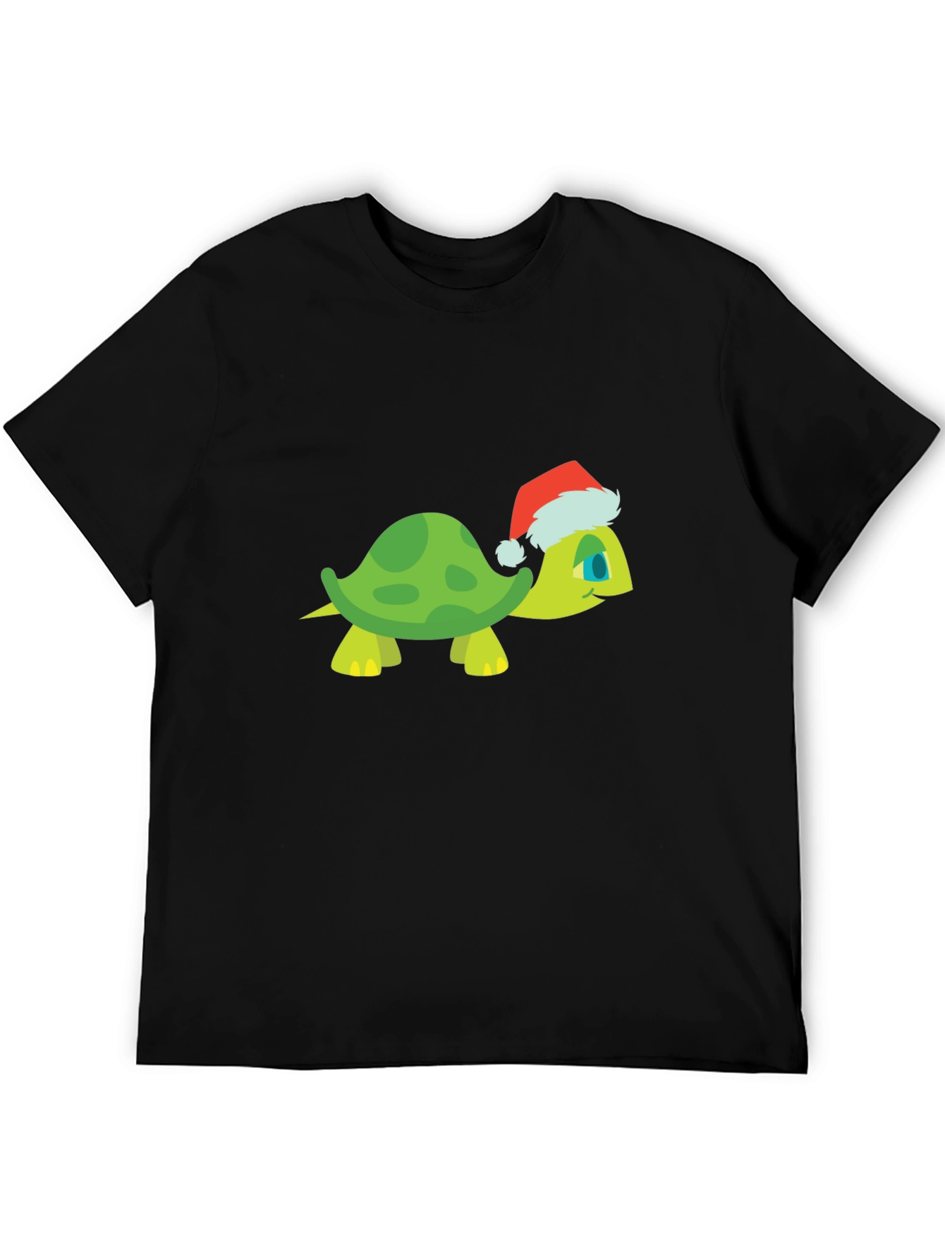 Turtle Santa Hat Black T-Shirt