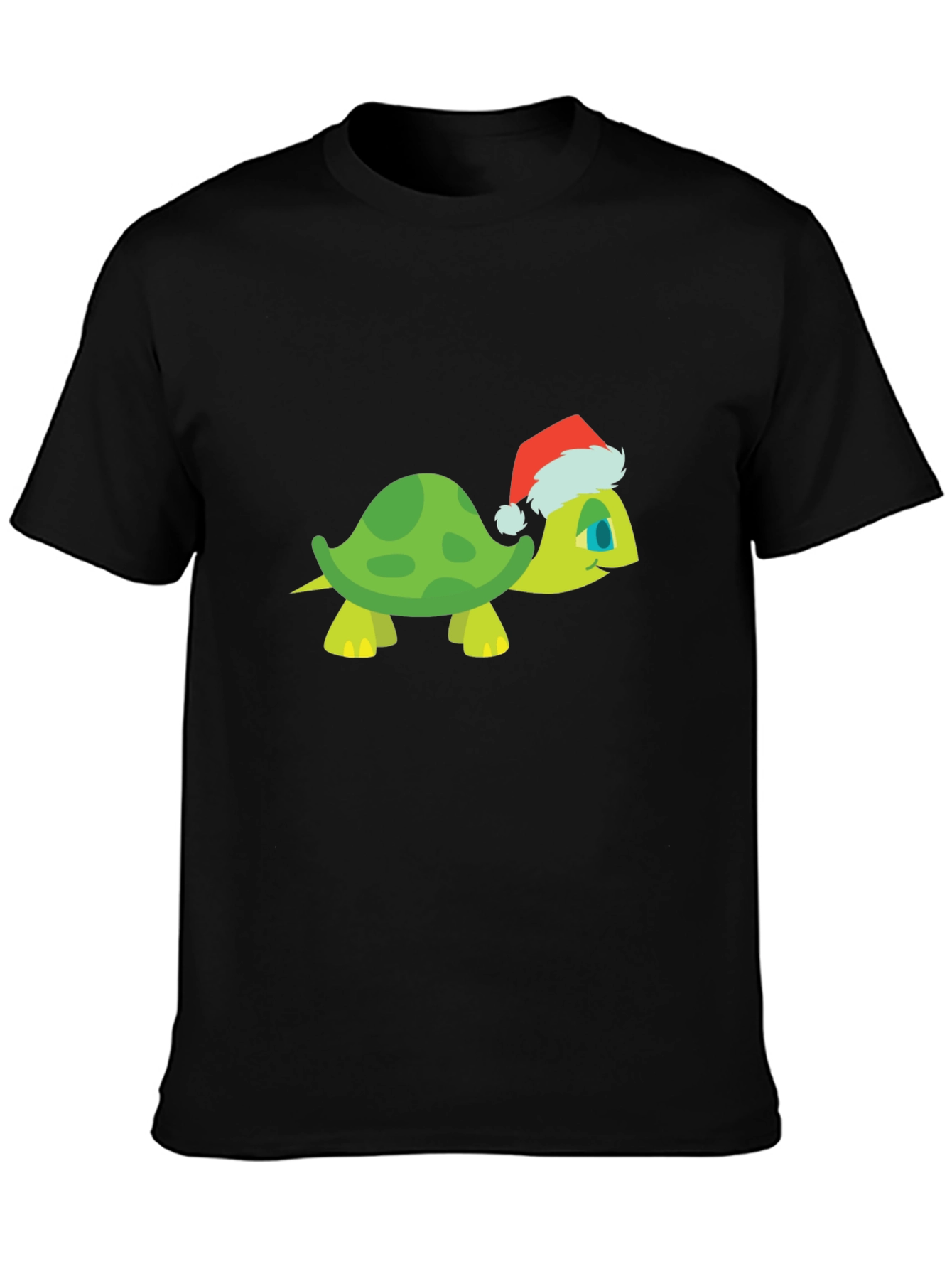Turtle Santa Hat Black T-Shirt