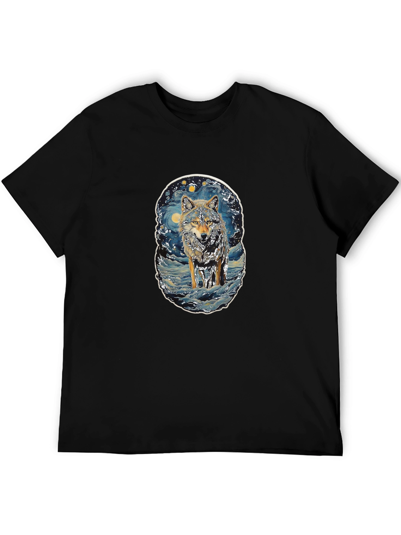Wolf Starry Night Style Graphic Tee