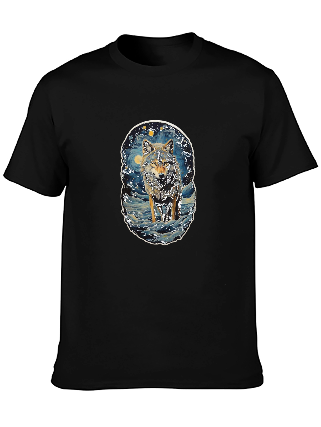 Wolf Starry Night Style Graphic Tee