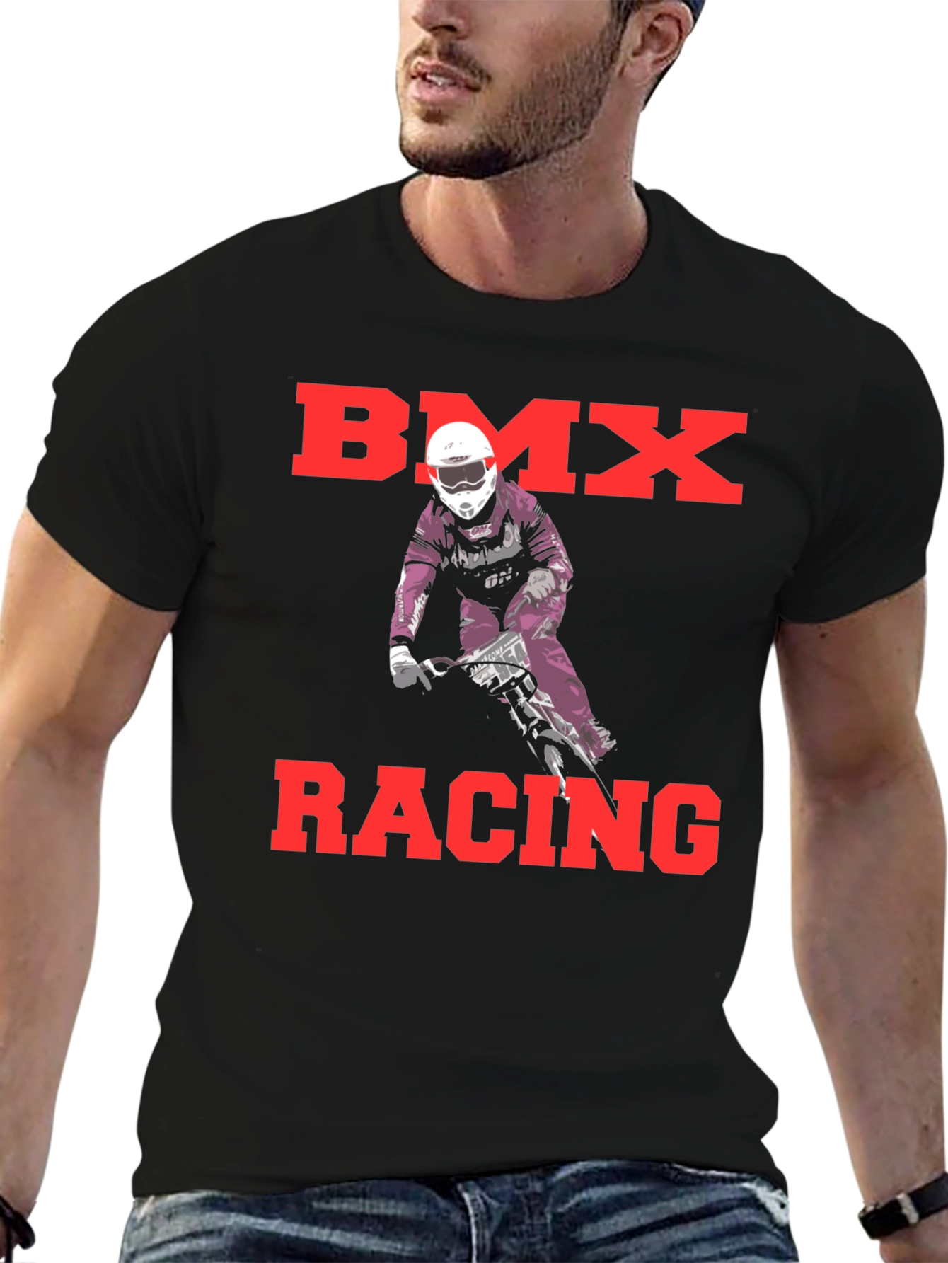 BMX Racing Graphic T-Shirt - Black