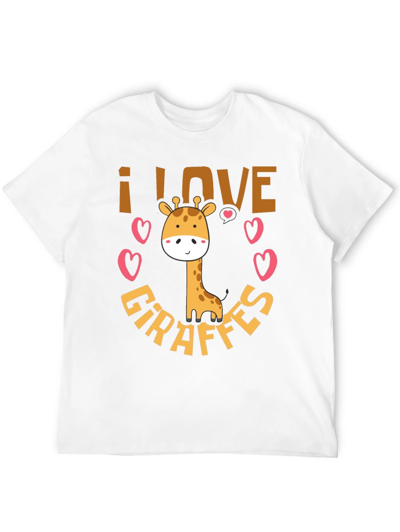I Love Giraffes Black Graphic T-Shirt