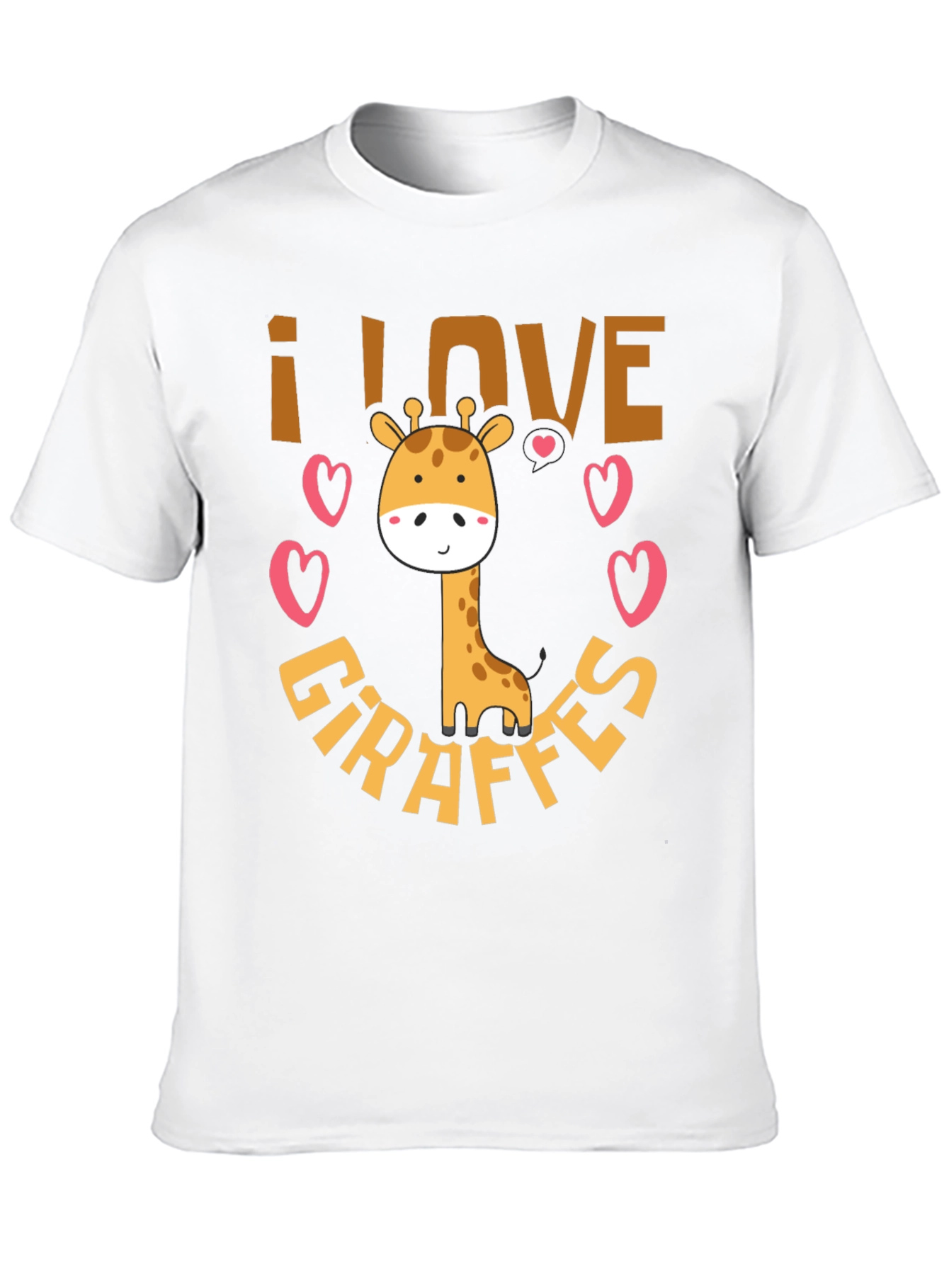 I Love Giraffes Black Graphic T-Shirt
