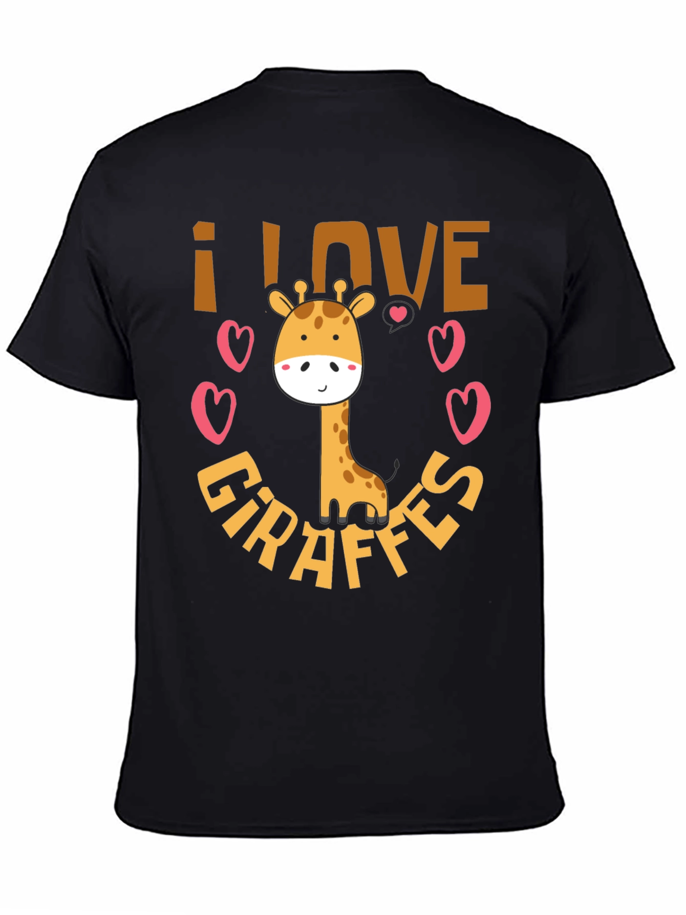 I Love Giraffes Black Graphic T-Shirt
