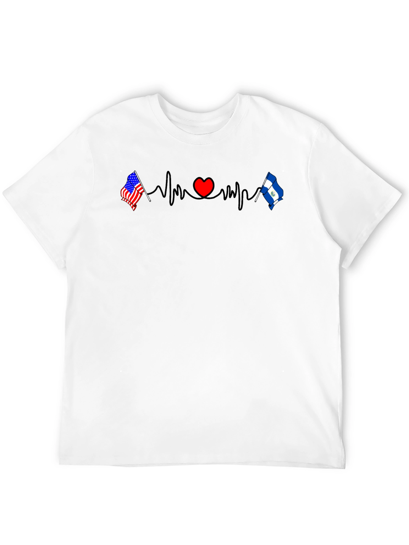 USA & El Salvador Heartbeat Flag T-Shirt