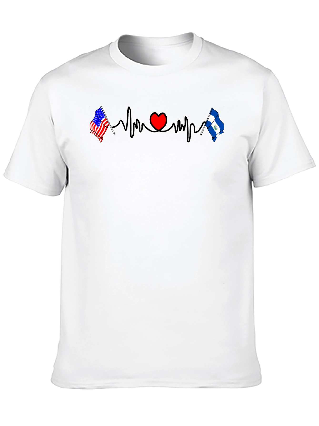 USA & El Salvador Heartbeat Flag T-Shirt