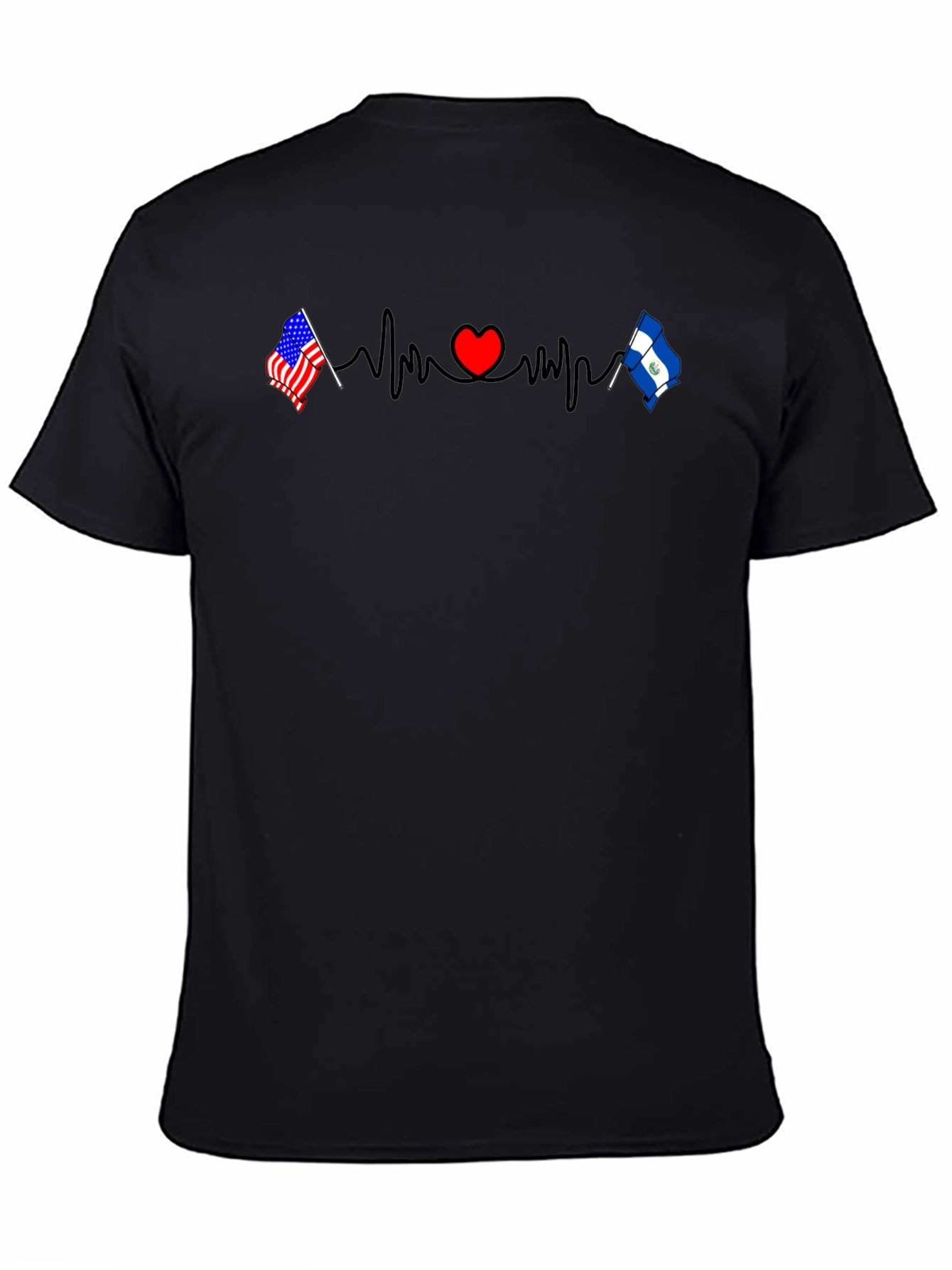 USA & El Salvador Heartbeat Flag T-Shirt