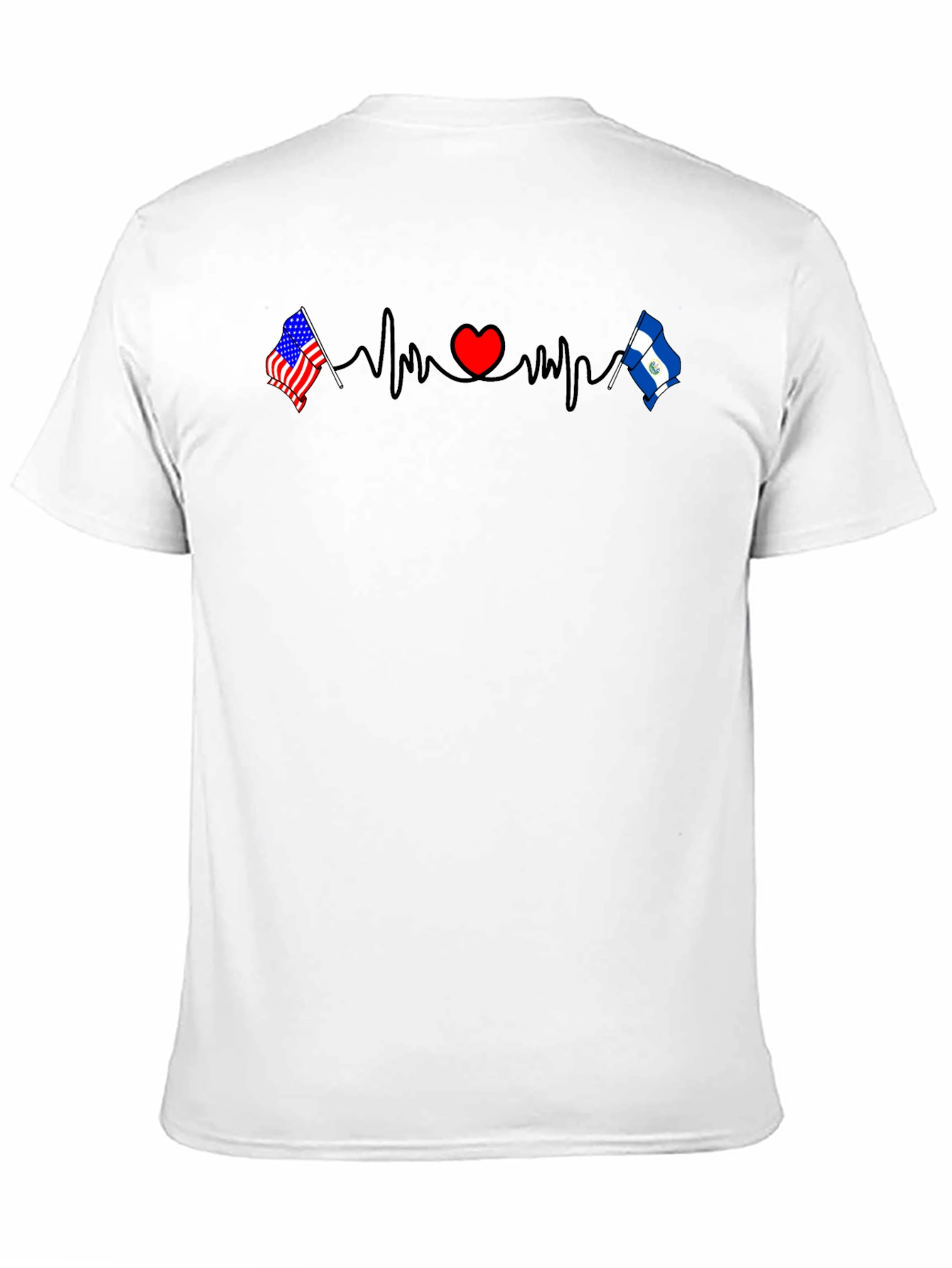 USA & El Salvador Heartbeat Flag T-Shirt
