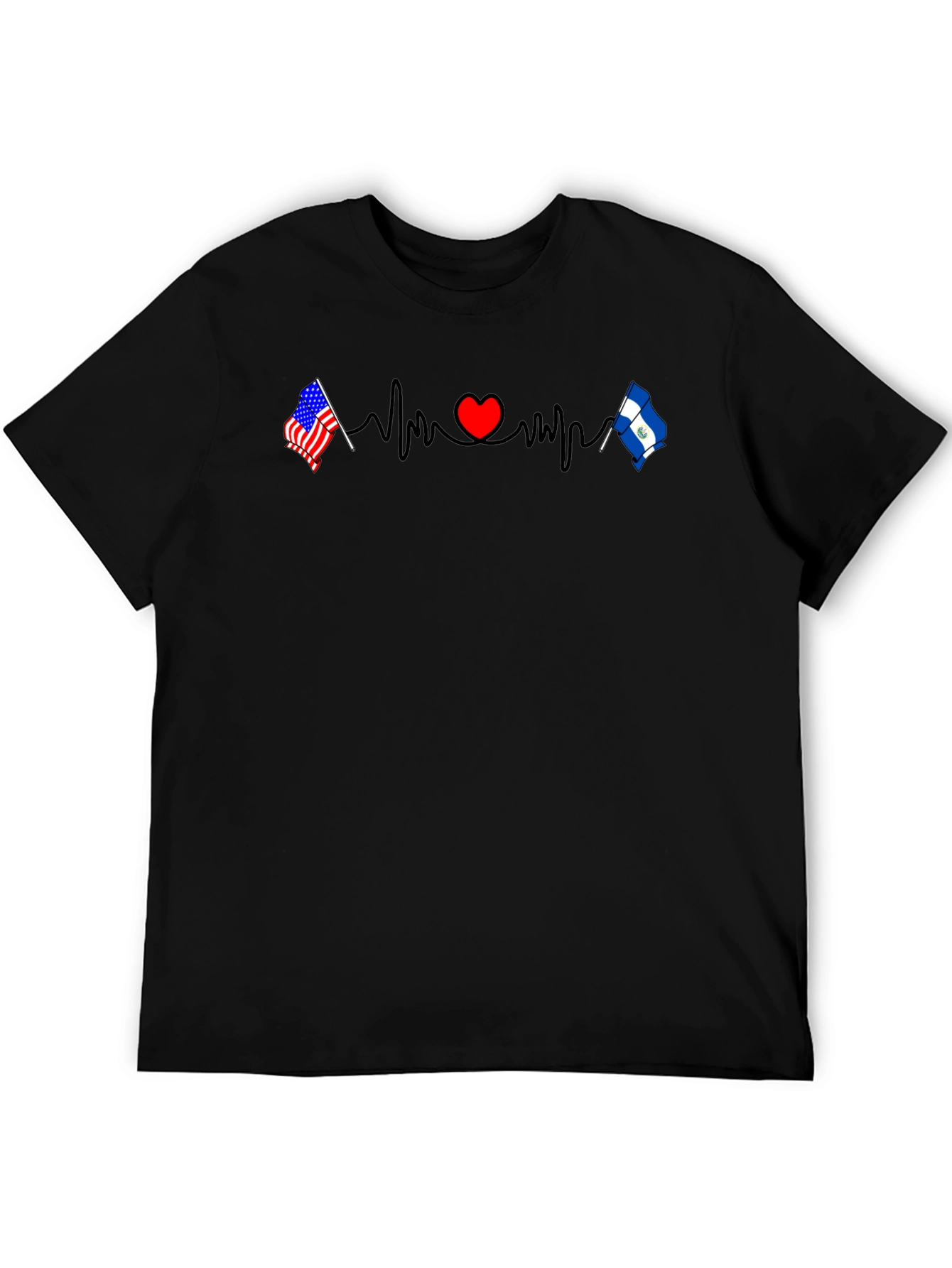 USA & El Salvador Heartbeat Flag T-Shirt