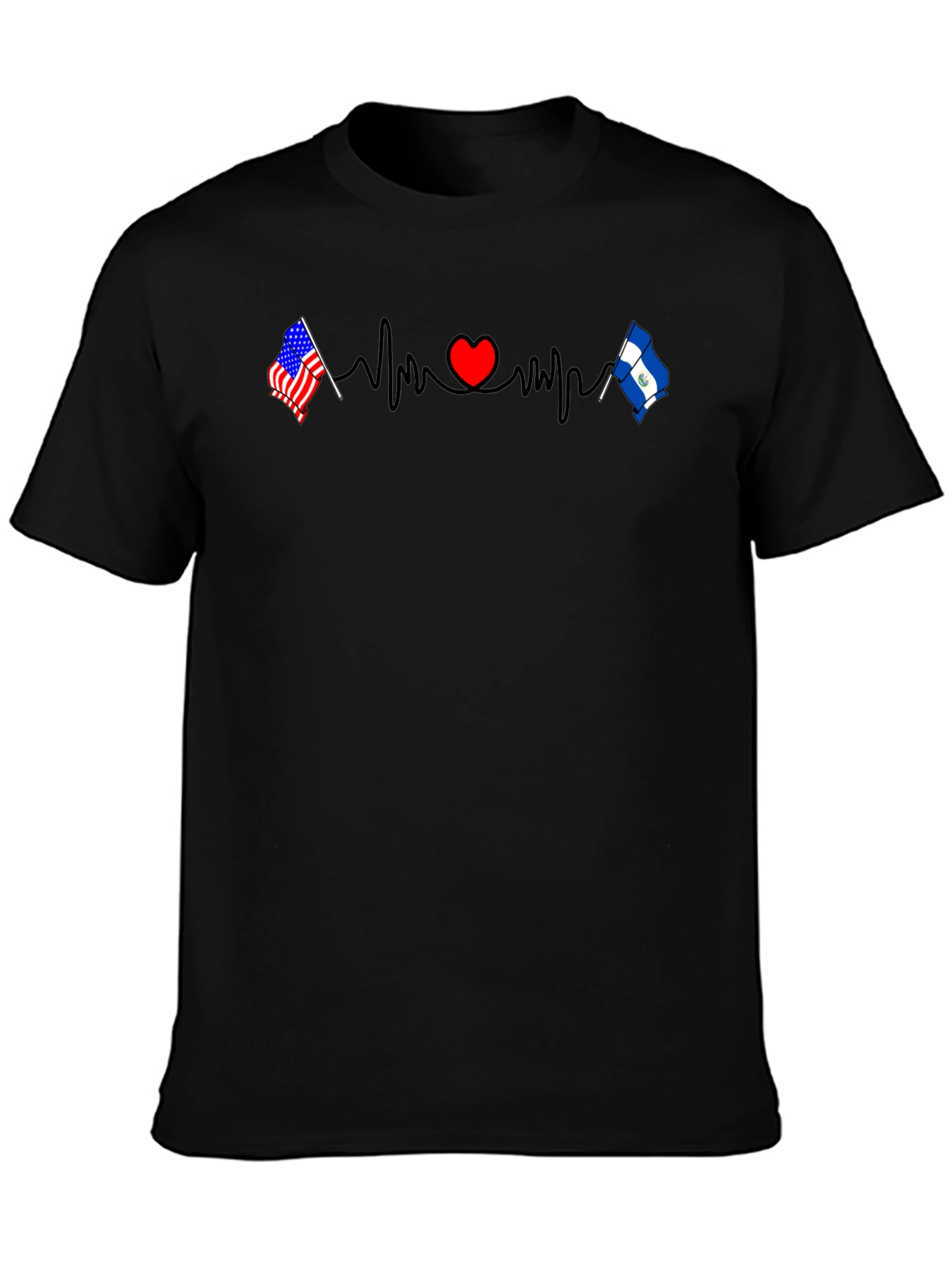 USA & El Salvador Heartbeat Flag T-Shirt