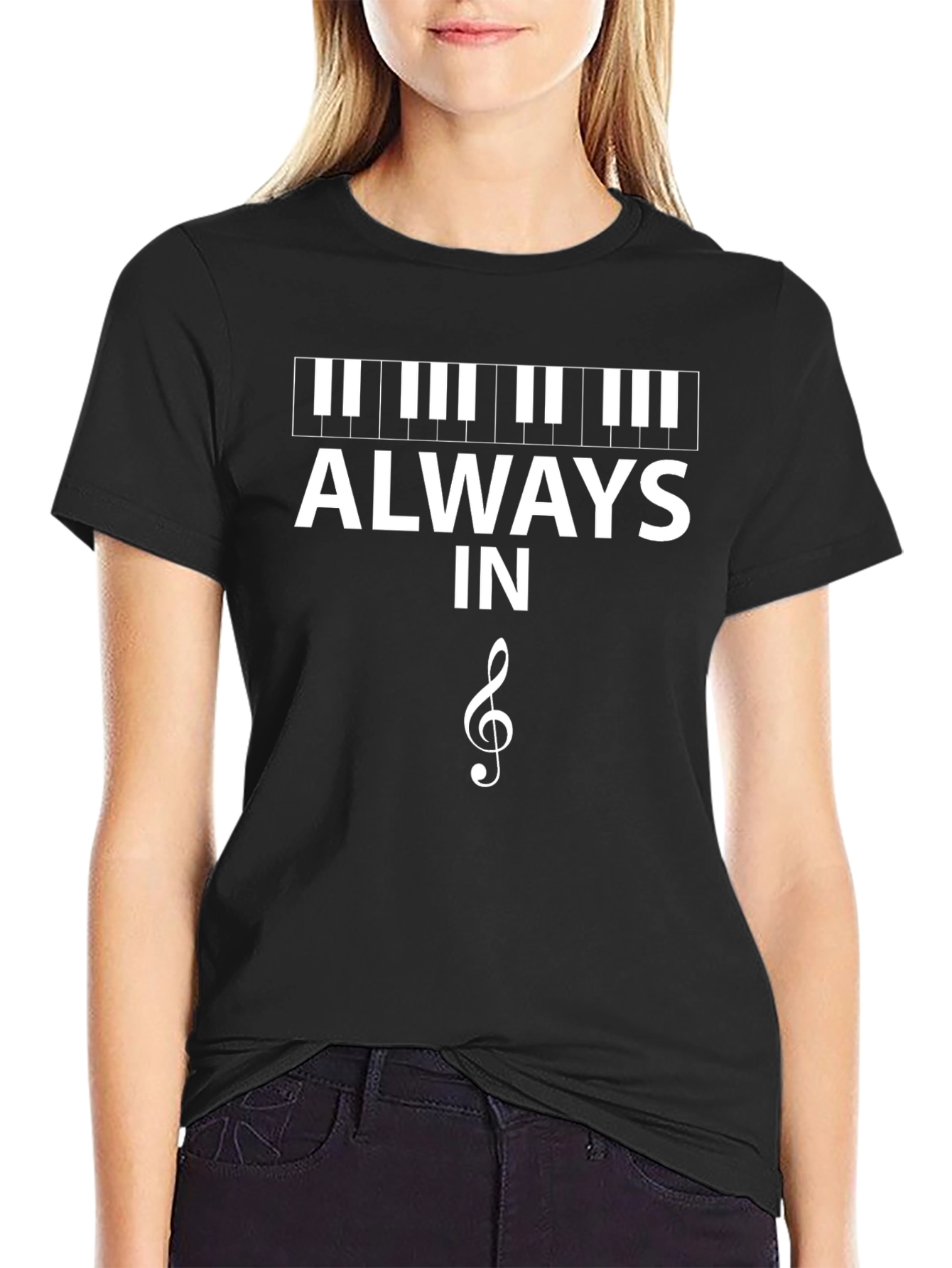 Always in Treble Clef Black Graphic T-Shirt
