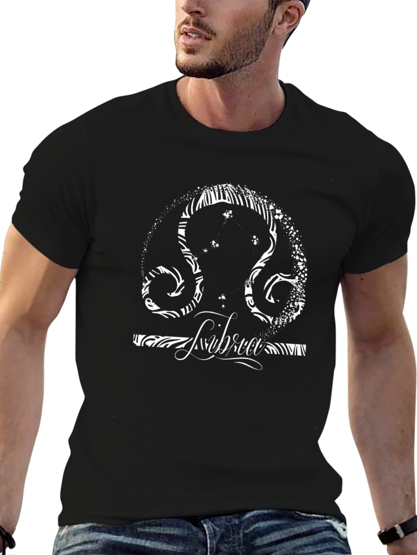 Libra Zodiac Sign Graphic Tee - Black