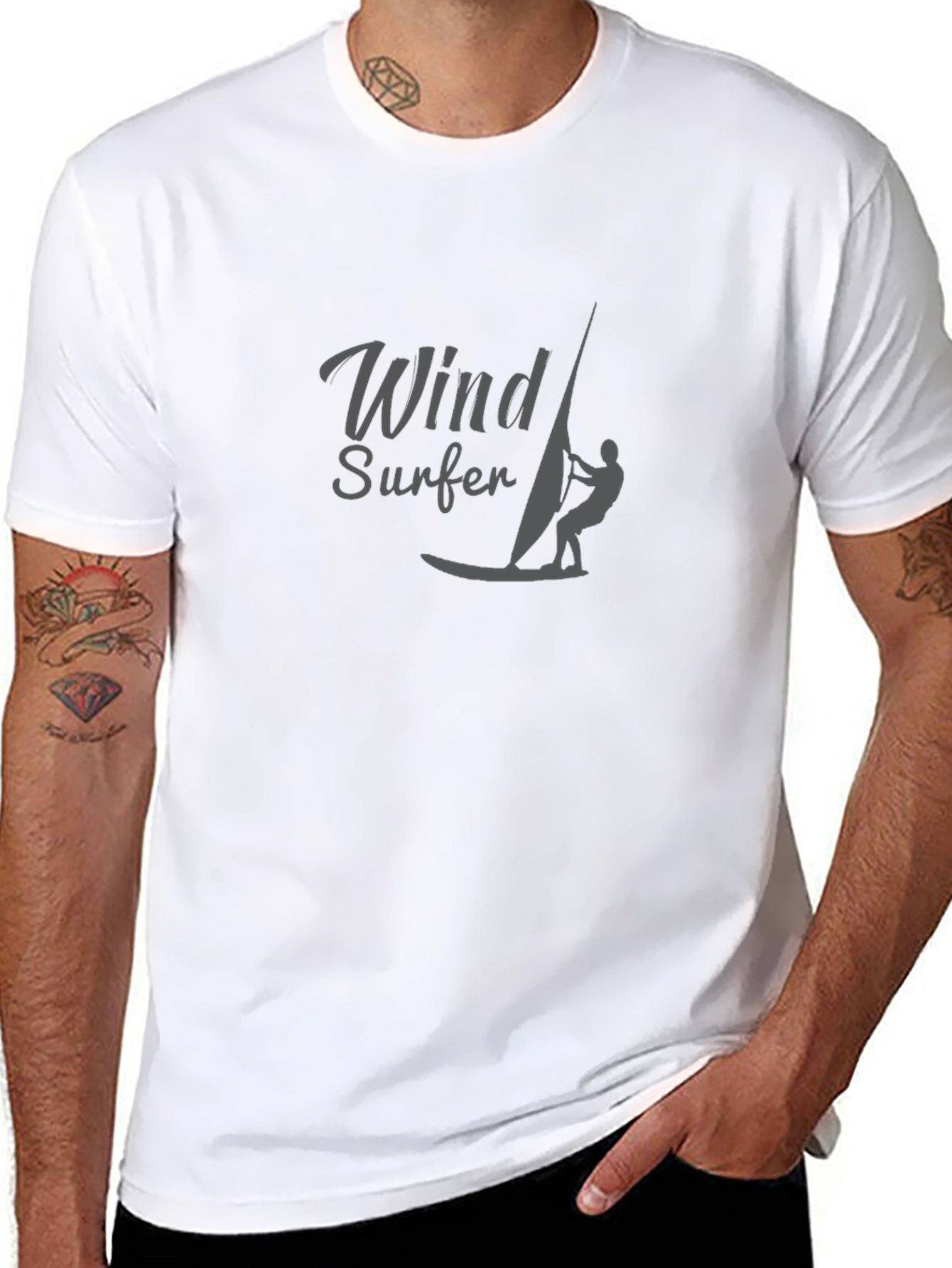 Windsurfer Graphic Tee - Black Cotton T-Shirt