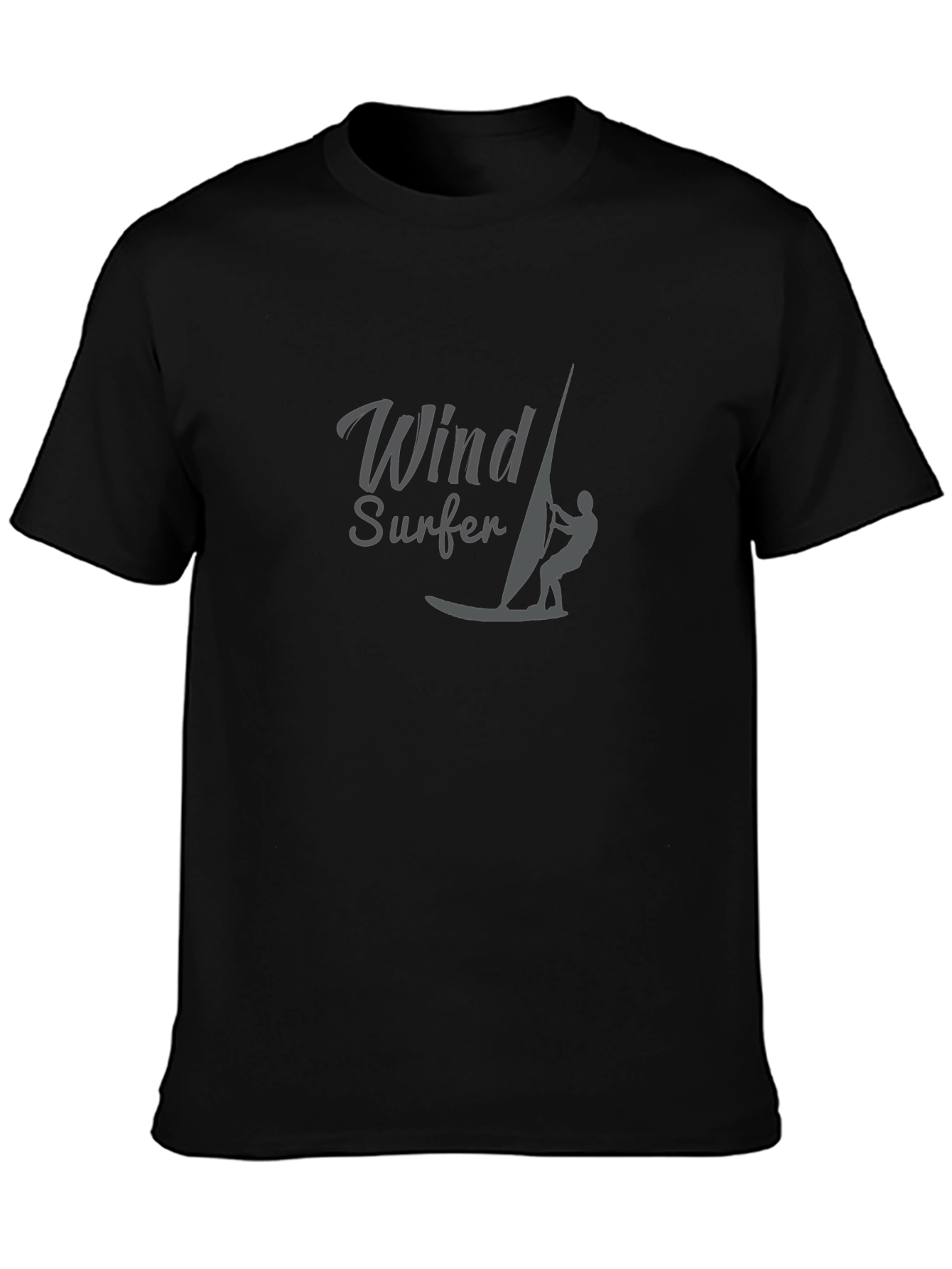 Windsurfer Graphic Tee - Black Cotton T-Shirt