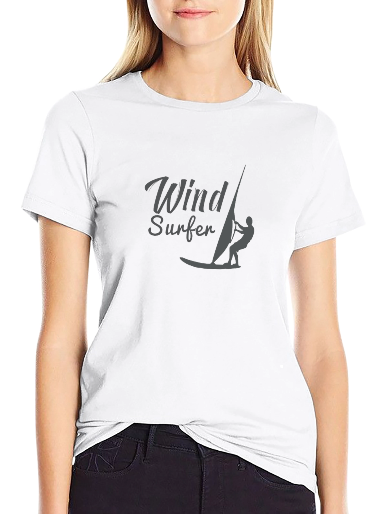 Windsurfer Graphic Tee - Black Cotton T-Shirt