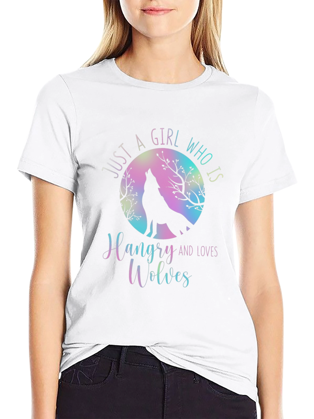 Hangry Wolf Womens T-Shirt - Cute Graphic Tee