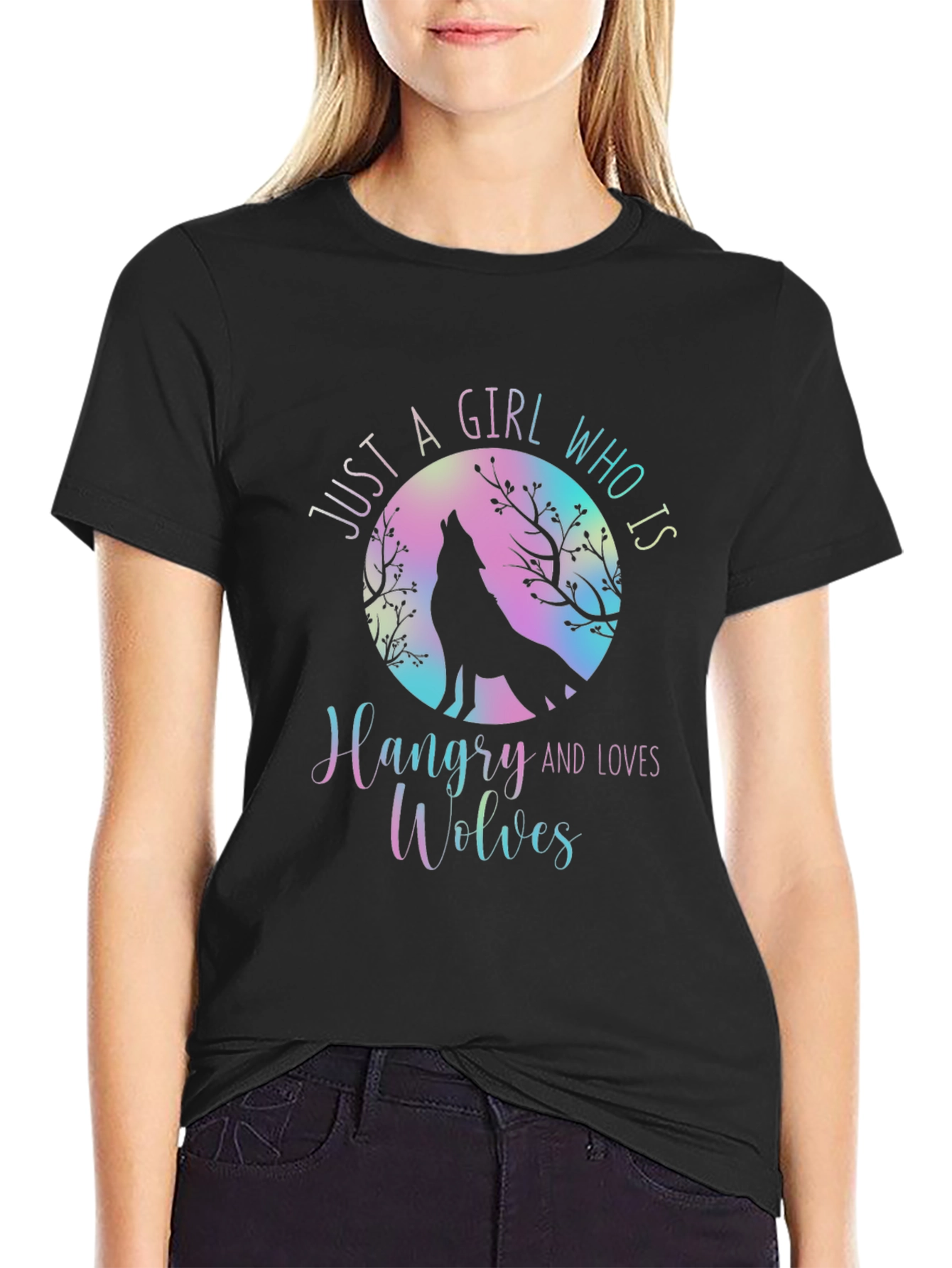 Hangry Wolf Womens T-Shirt - Cute Graphic Tee