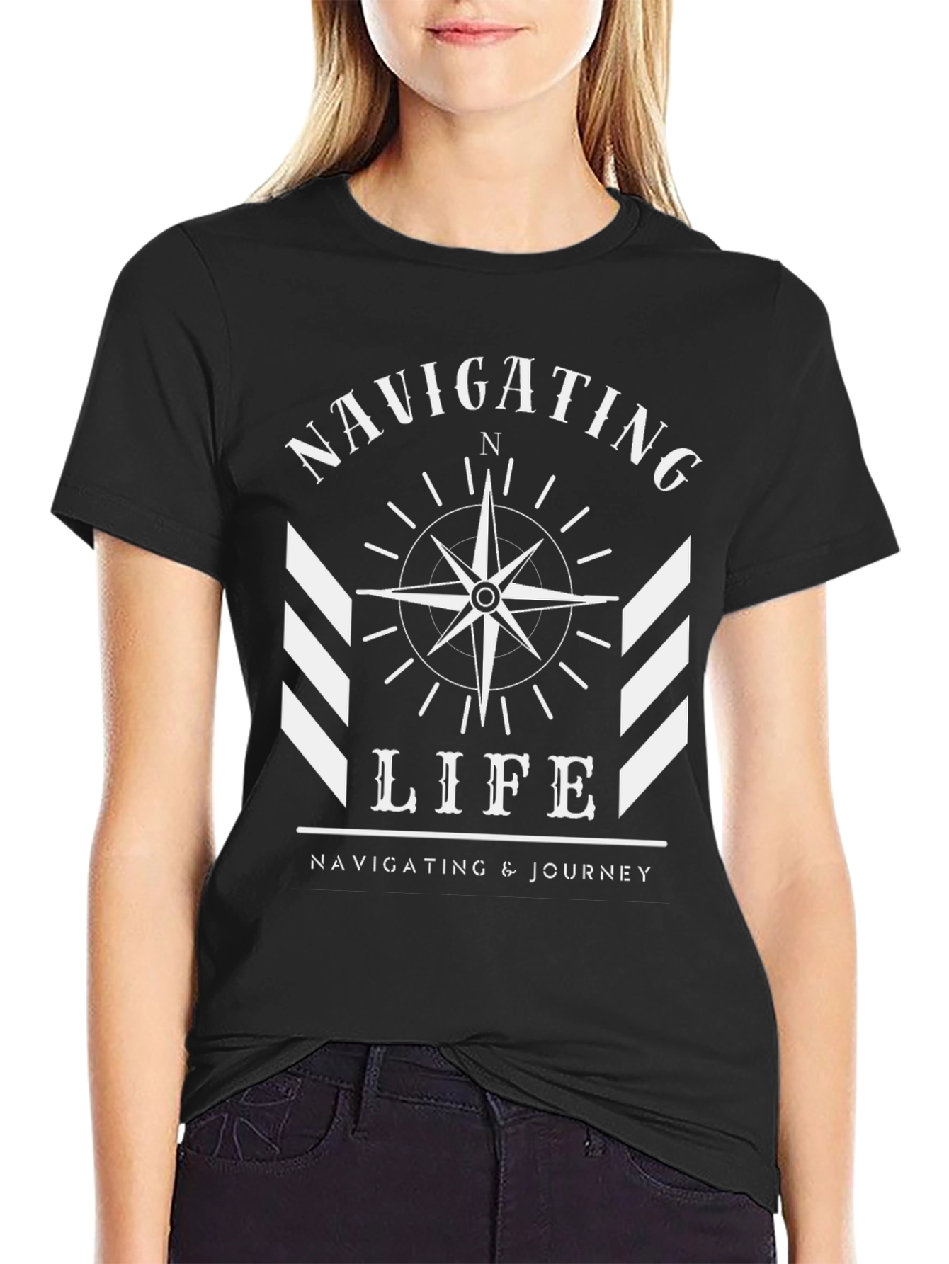 Navigating Life Compass Graphic Tee - Black