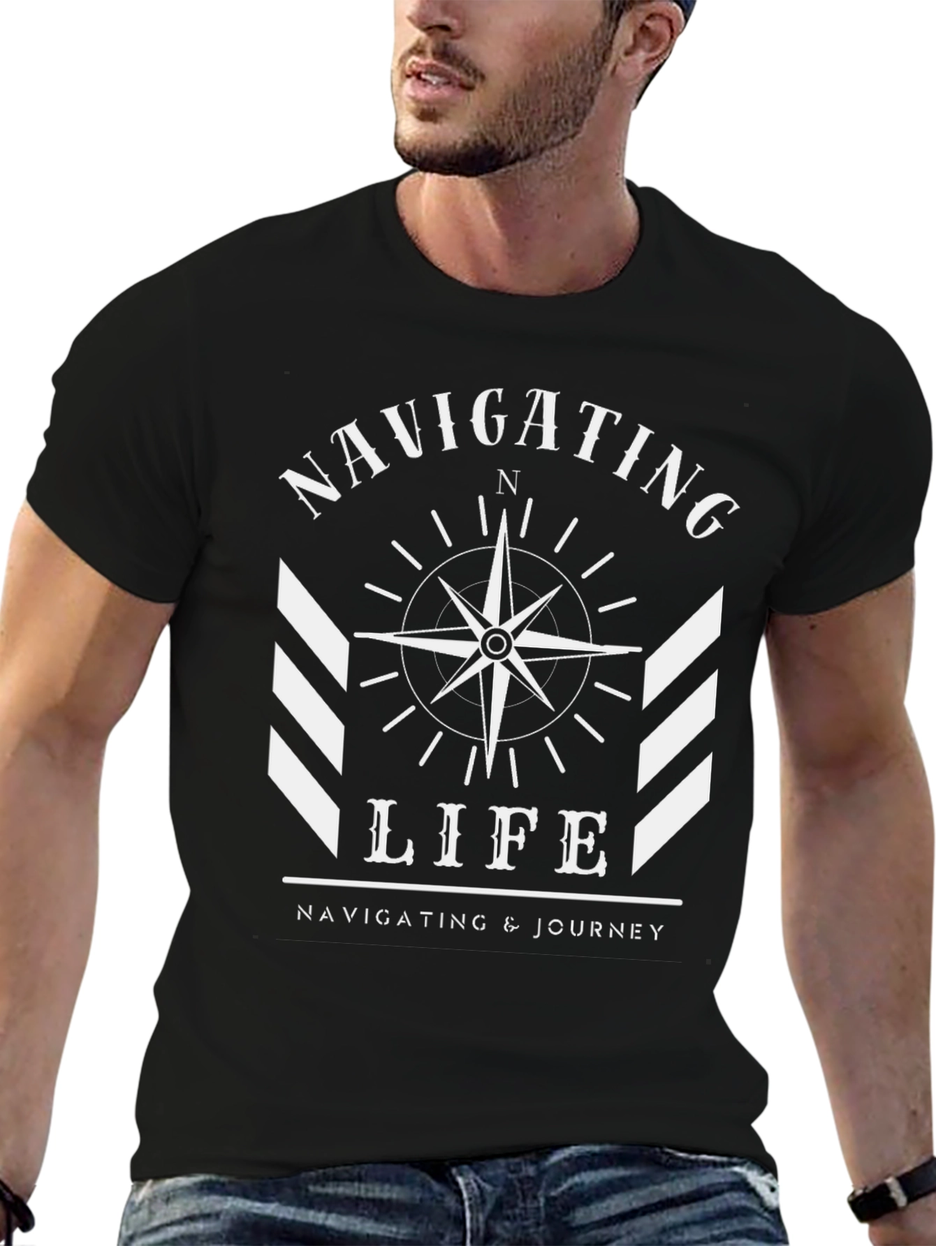Navigating Life Compass Graphic Tee - Black