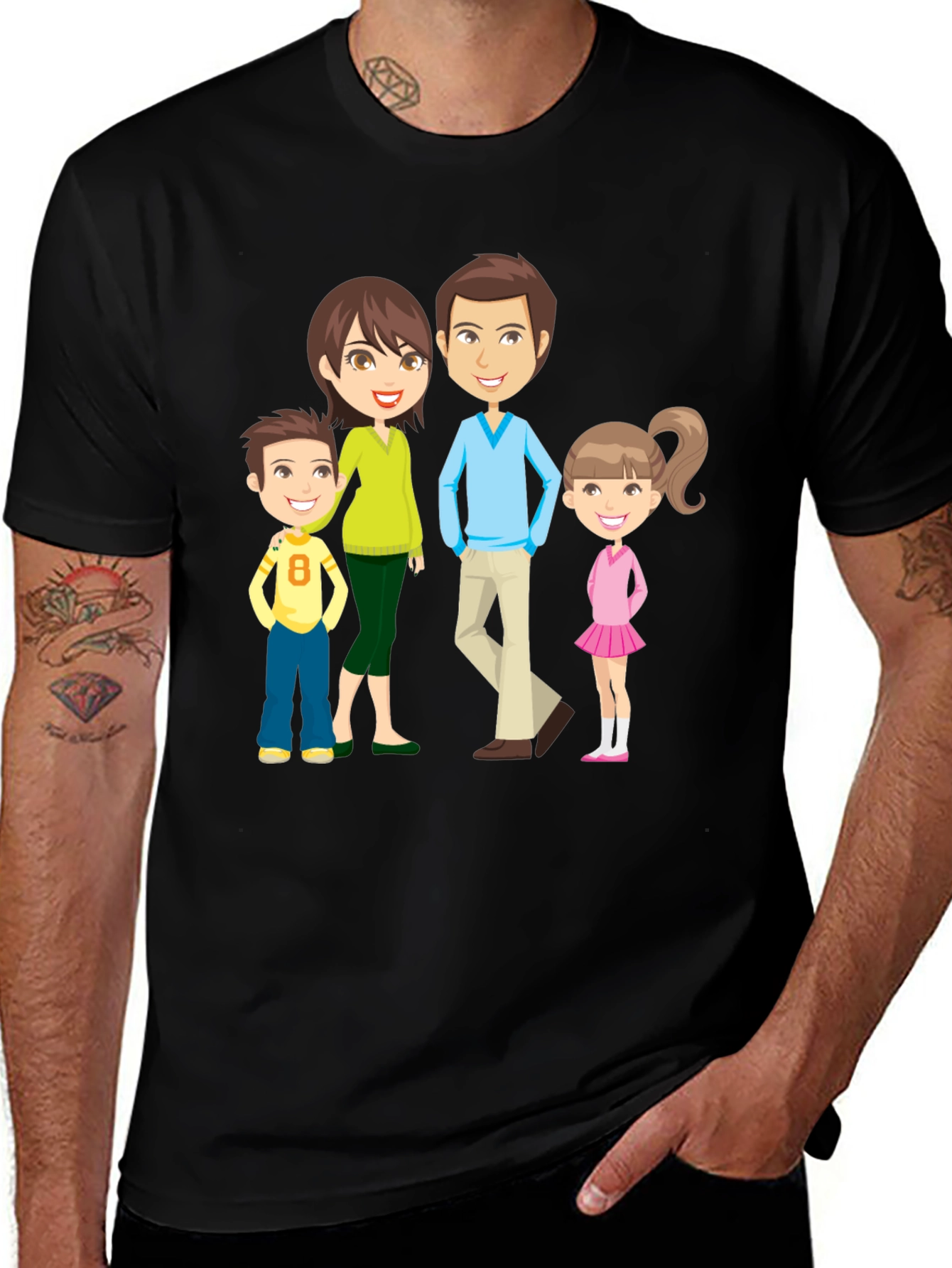 Cartoon Family Print Tee